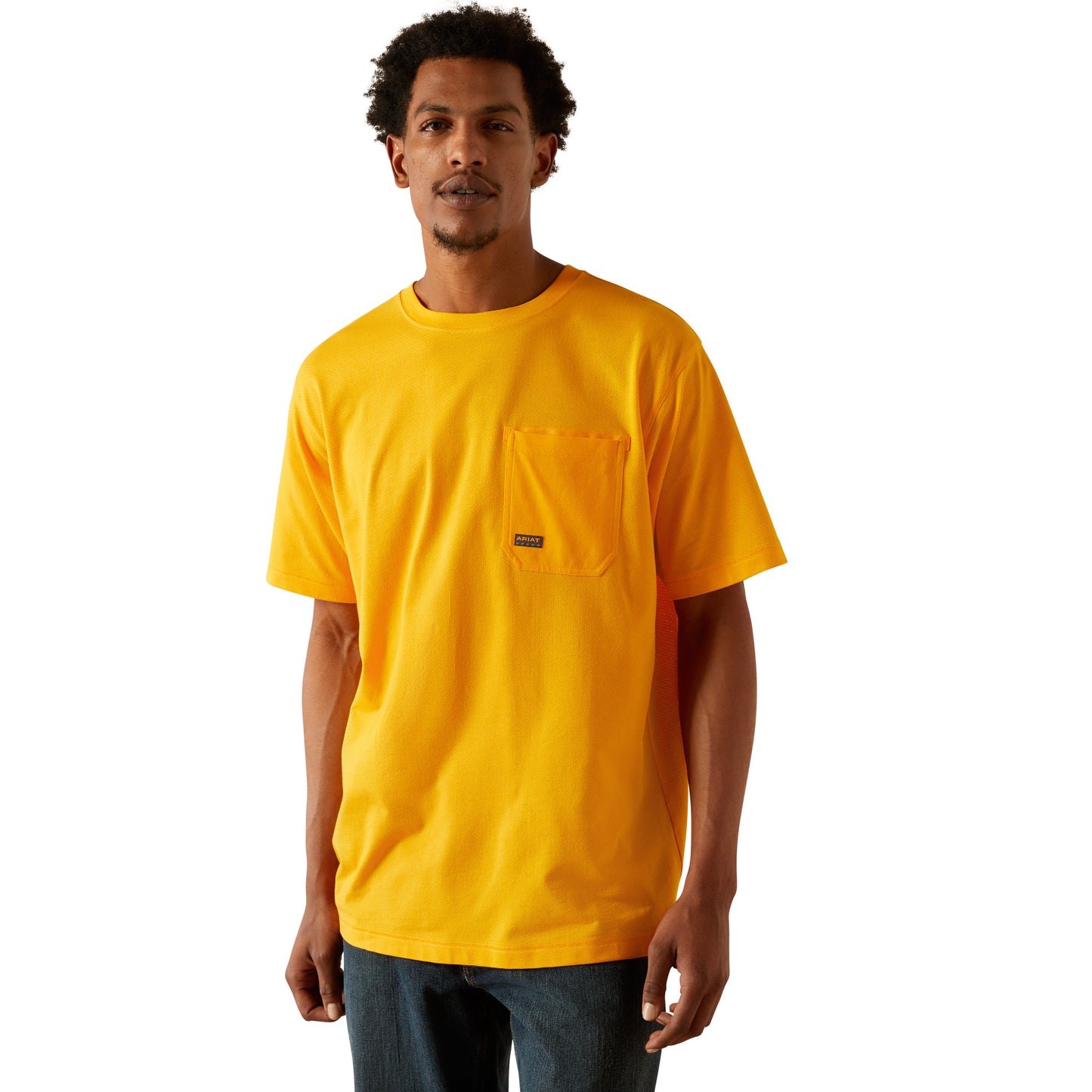 Ariat Men's Rebar Workman 360 Saffron Yellow Shield Pocket T-Shirt 10054590