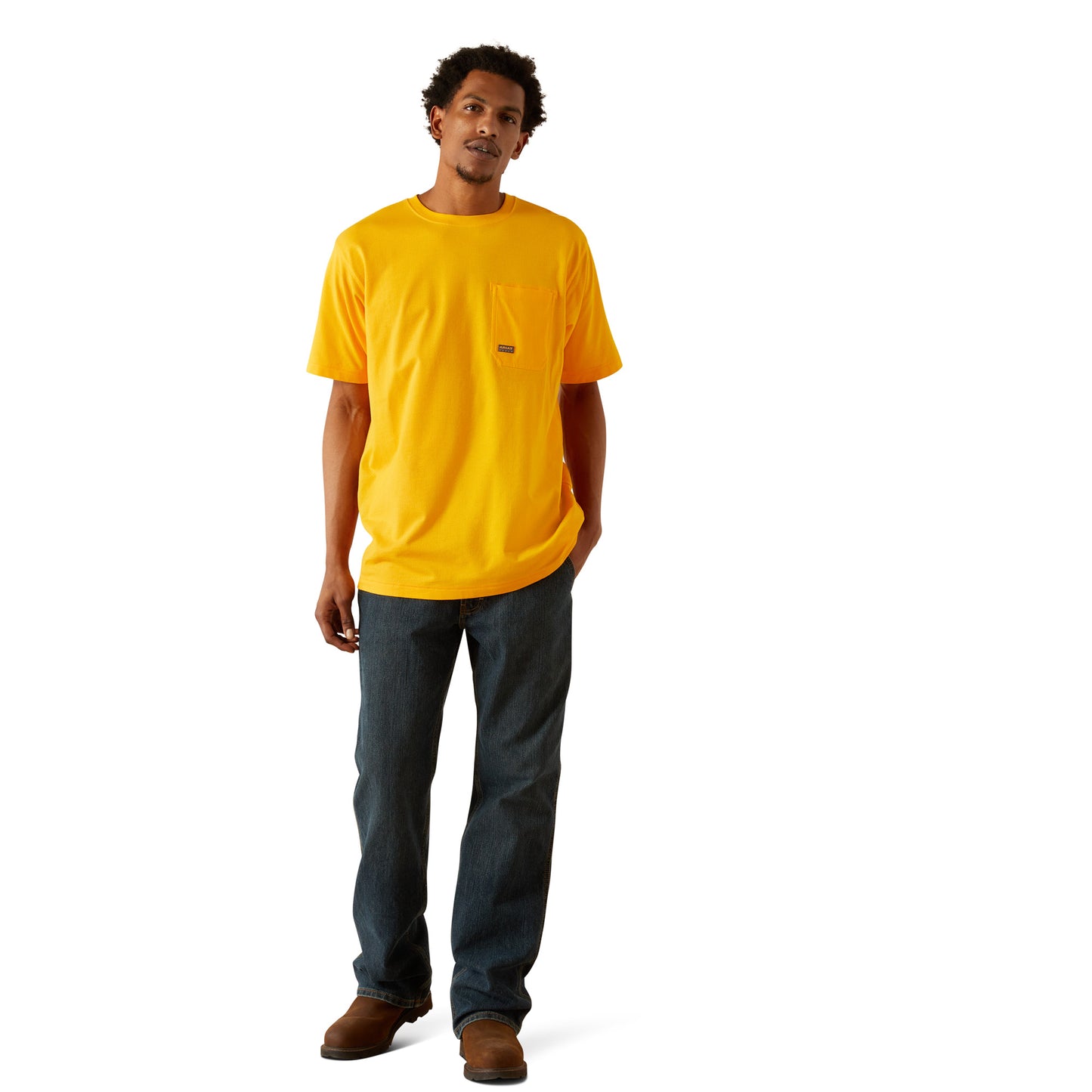 Ariat Men's Rebar Workman 360 Saffron Yellow Shield Pocket T-Shirt 10054590
