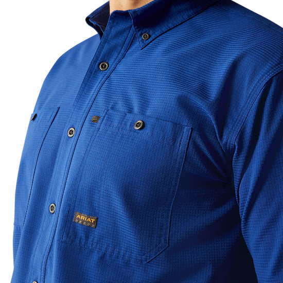 Ariat Men's Rebar Made Tough 360 Airflow Sodalite Blue Work Shirt 10054876