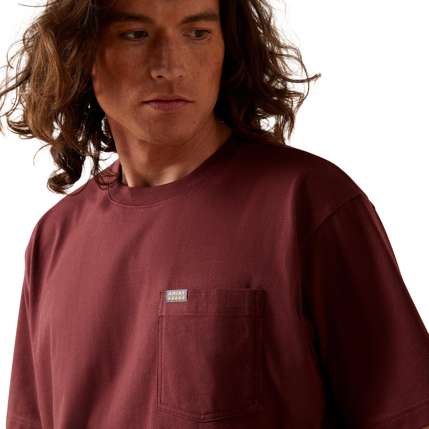Ariat Men's Rebar Cotton Strong Standard Pocket Burgundy T-Shirt 10064013