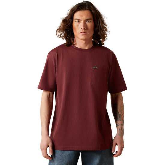 Ariat Men's Rebar Cotton Strong Standard Pocket Burgundy T-Shirt 10064013