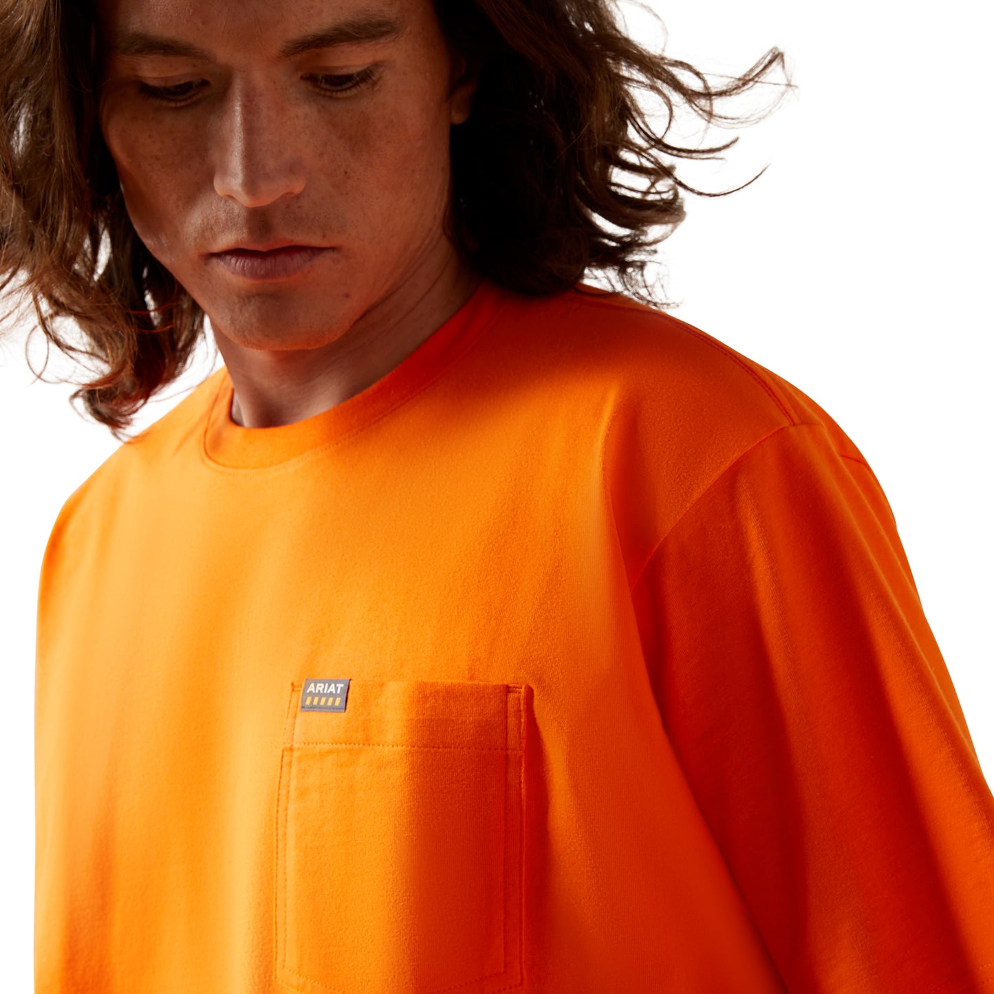 Ariat Men's Rebar Cotton Strong Safety Orange Standard Pocket T-Shirt 10064015