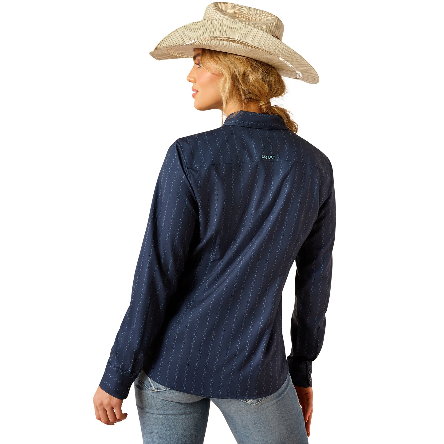 Ariat Ladies Kirby Pro Team Pompei Blue Button Down Shirt 100547590