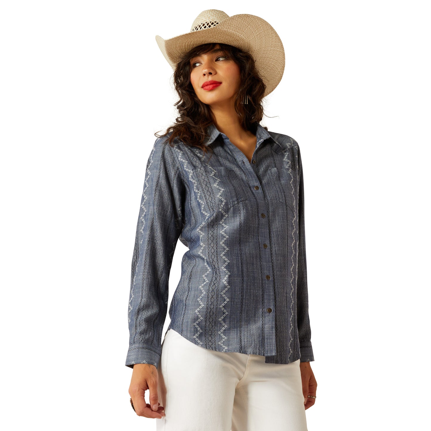 Ariat Ladies REAL Billie Jean Med Blue Chambray Shirt 10055215