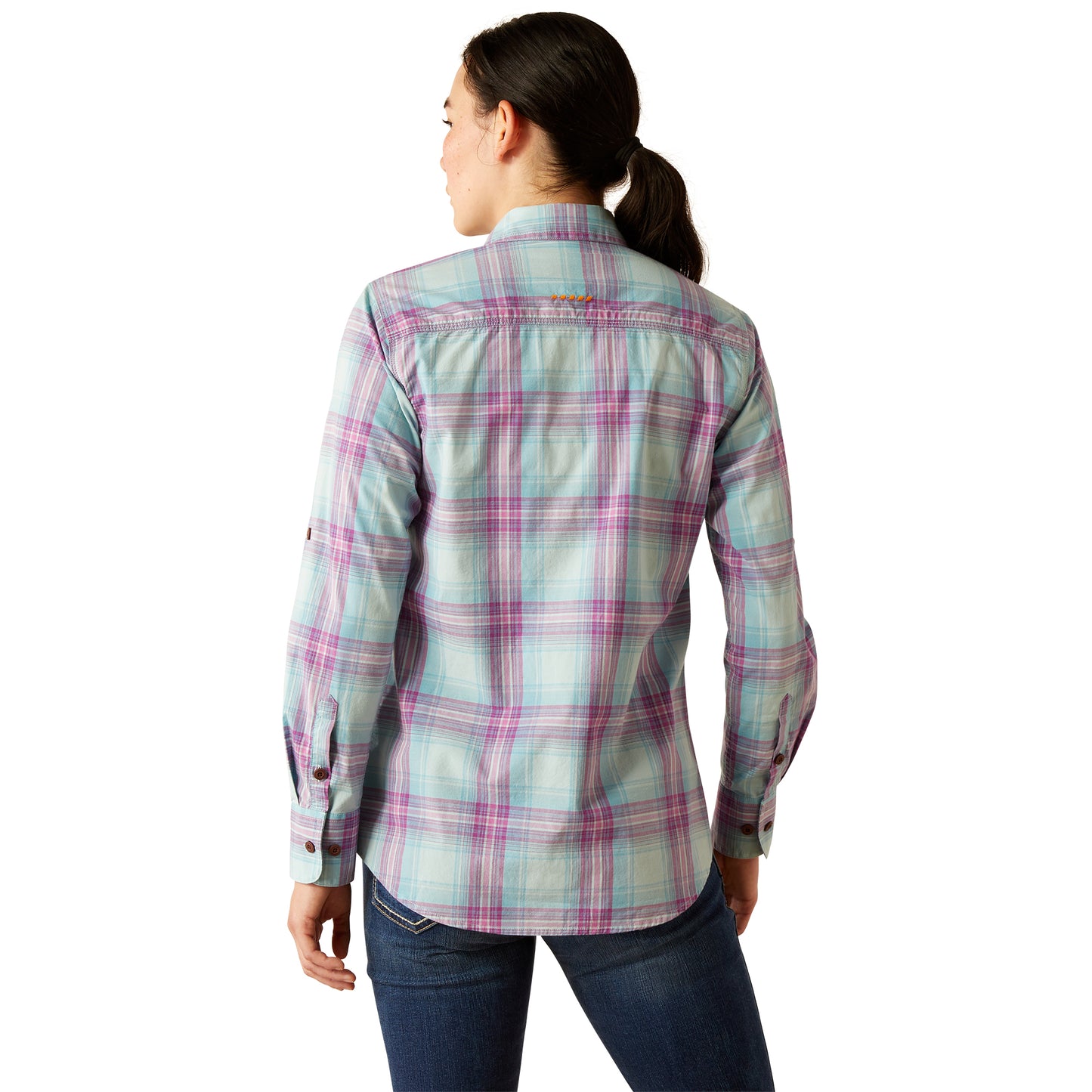 Ariat Ladies Rebar Made Tough Aquatic DuraStretch Work Shirt 10055079
