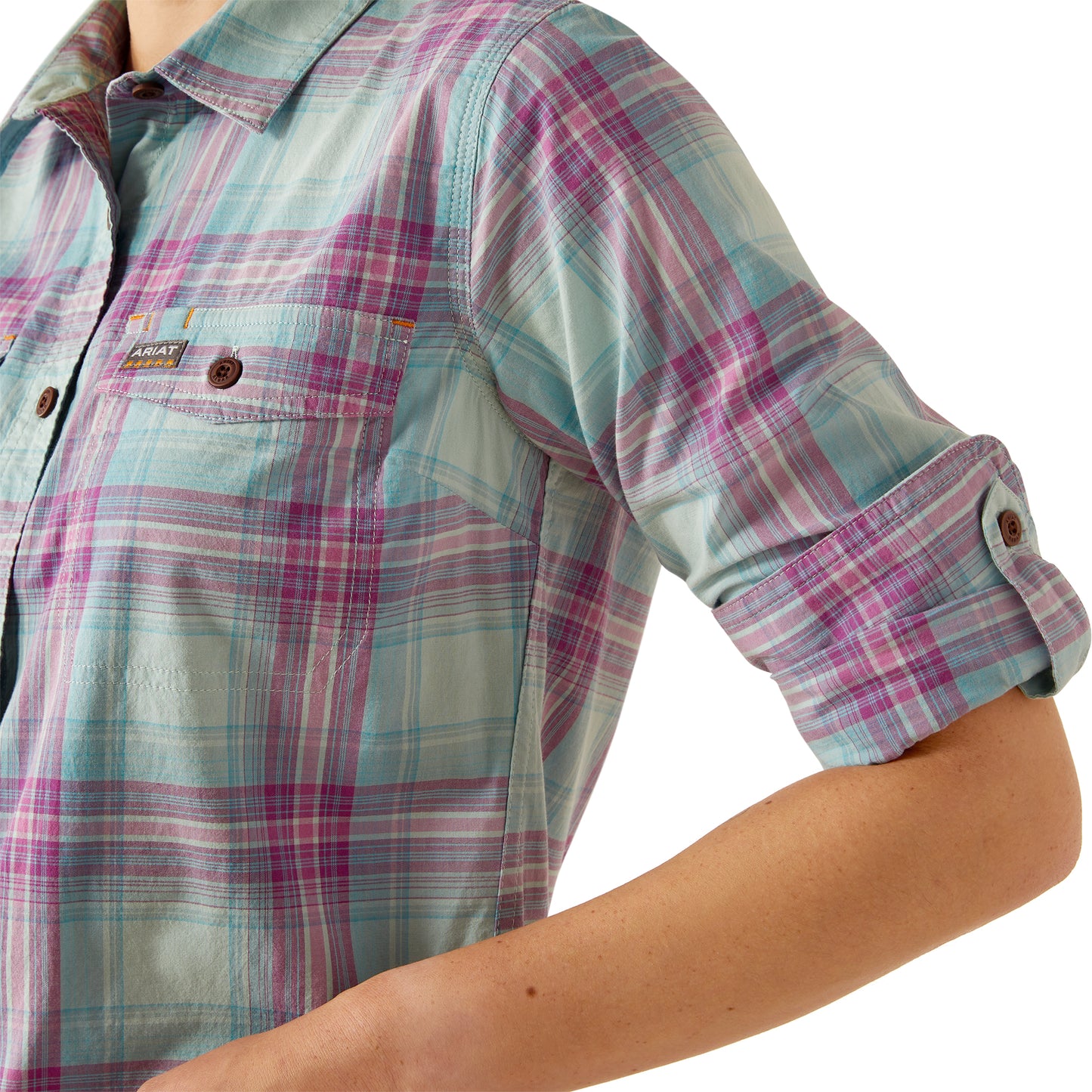 Ariat Ladies Rebar Made Tough Aquatic DuraStretch Work Shirt 10055079