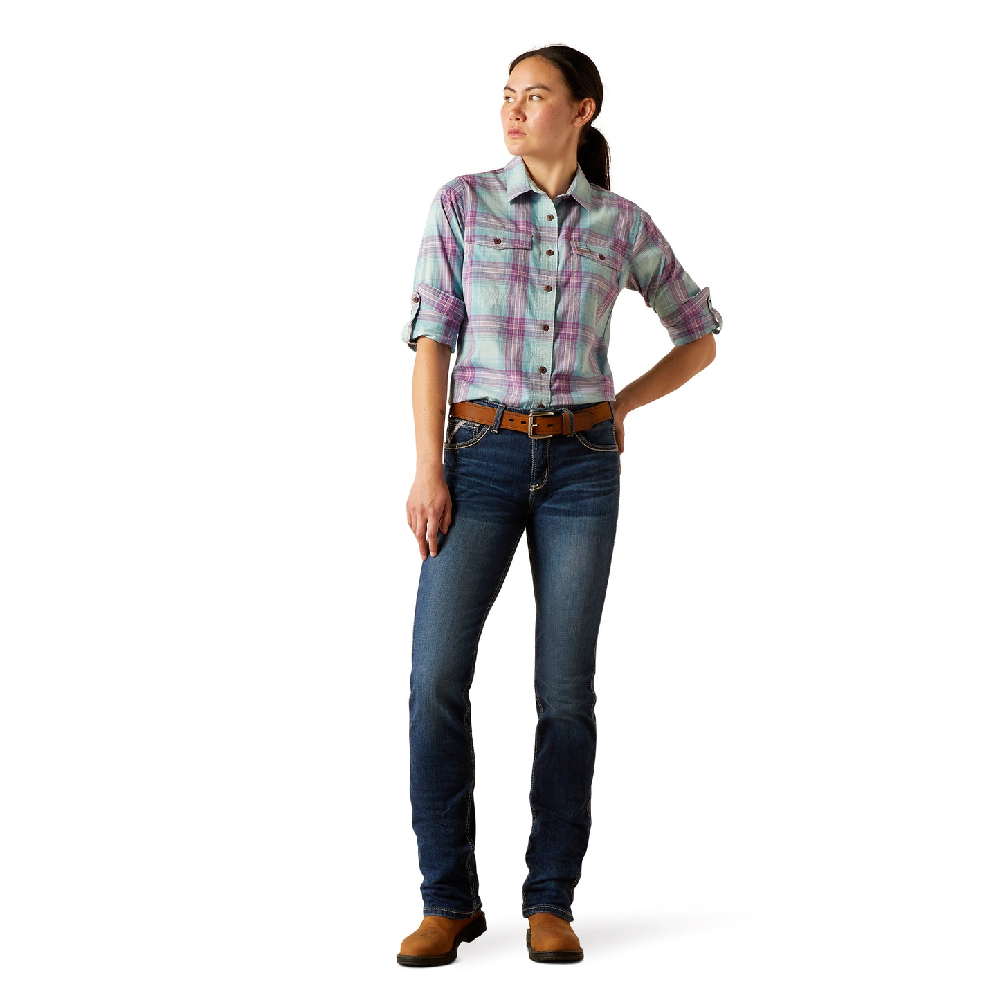 Ariat Ladies Rebar Made Tough Aquatic DuraStretch Work Shirt 10055079
