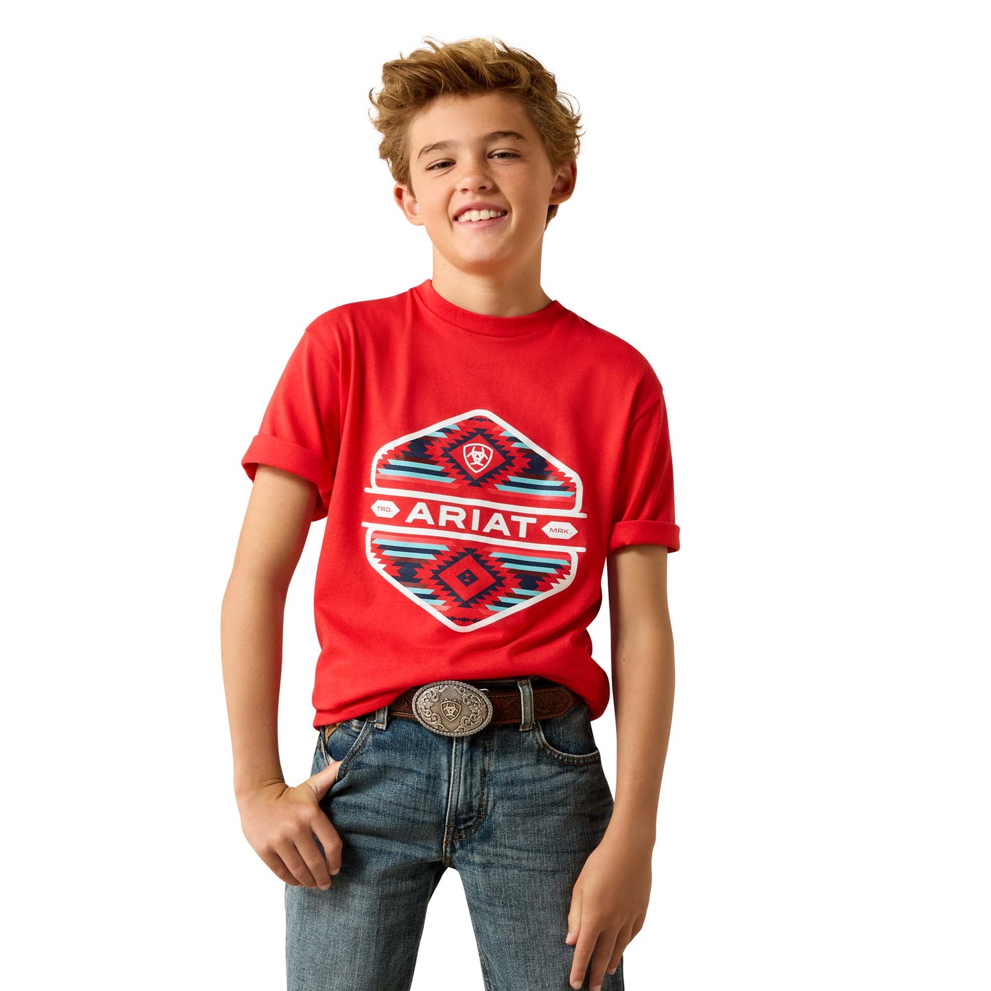 Ariat Youth Boy's Chinelos Hex Red T-Shirt 10071182