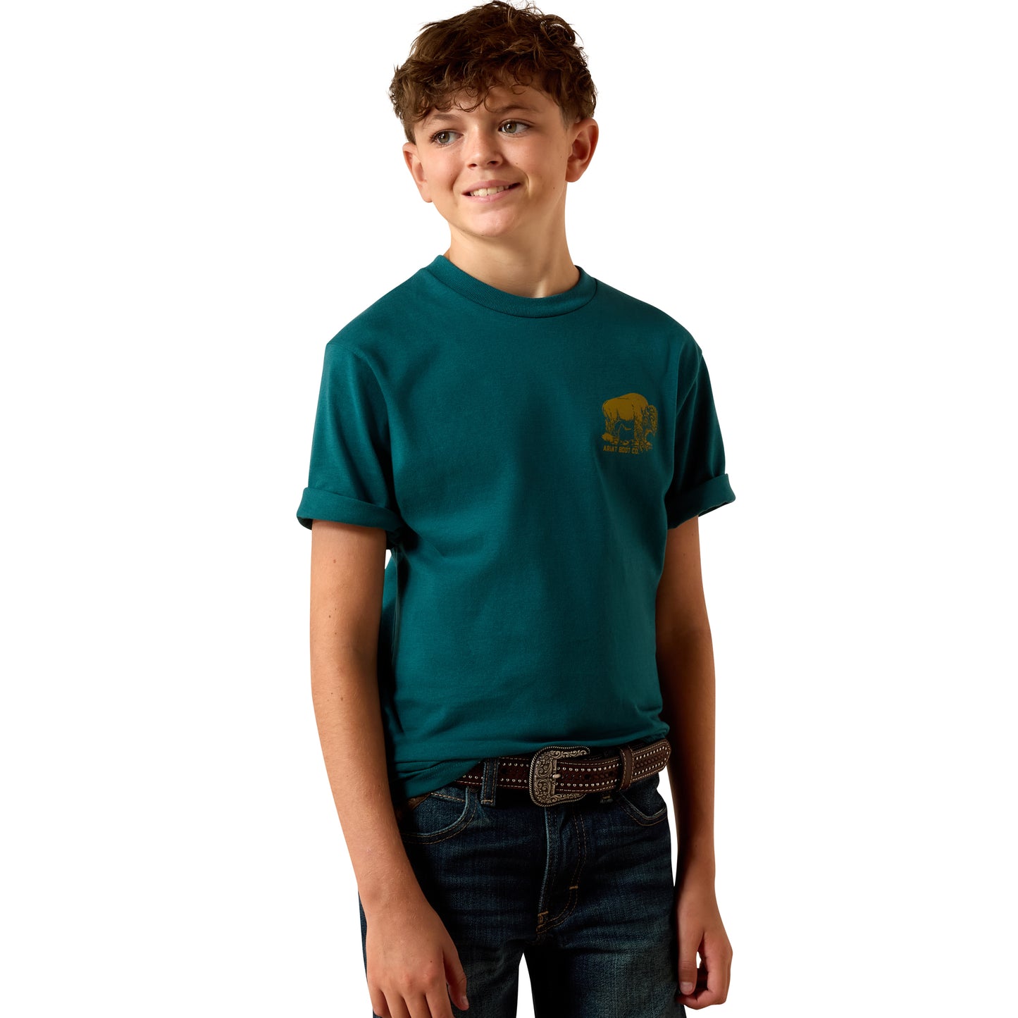 Ariat Youth Boy's Mediterranean Blue Bison Wander Flag T-Shirt 10073453