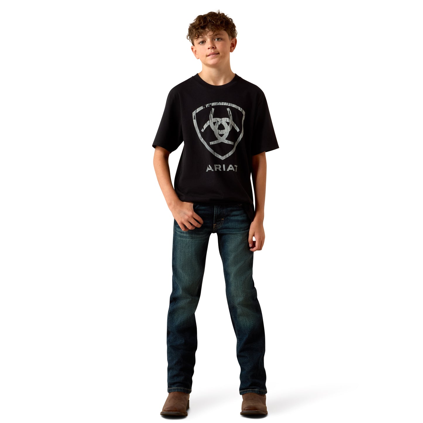 Ariat Youth Boy's Black Barn Shield Graphic T-Shirt 10073454