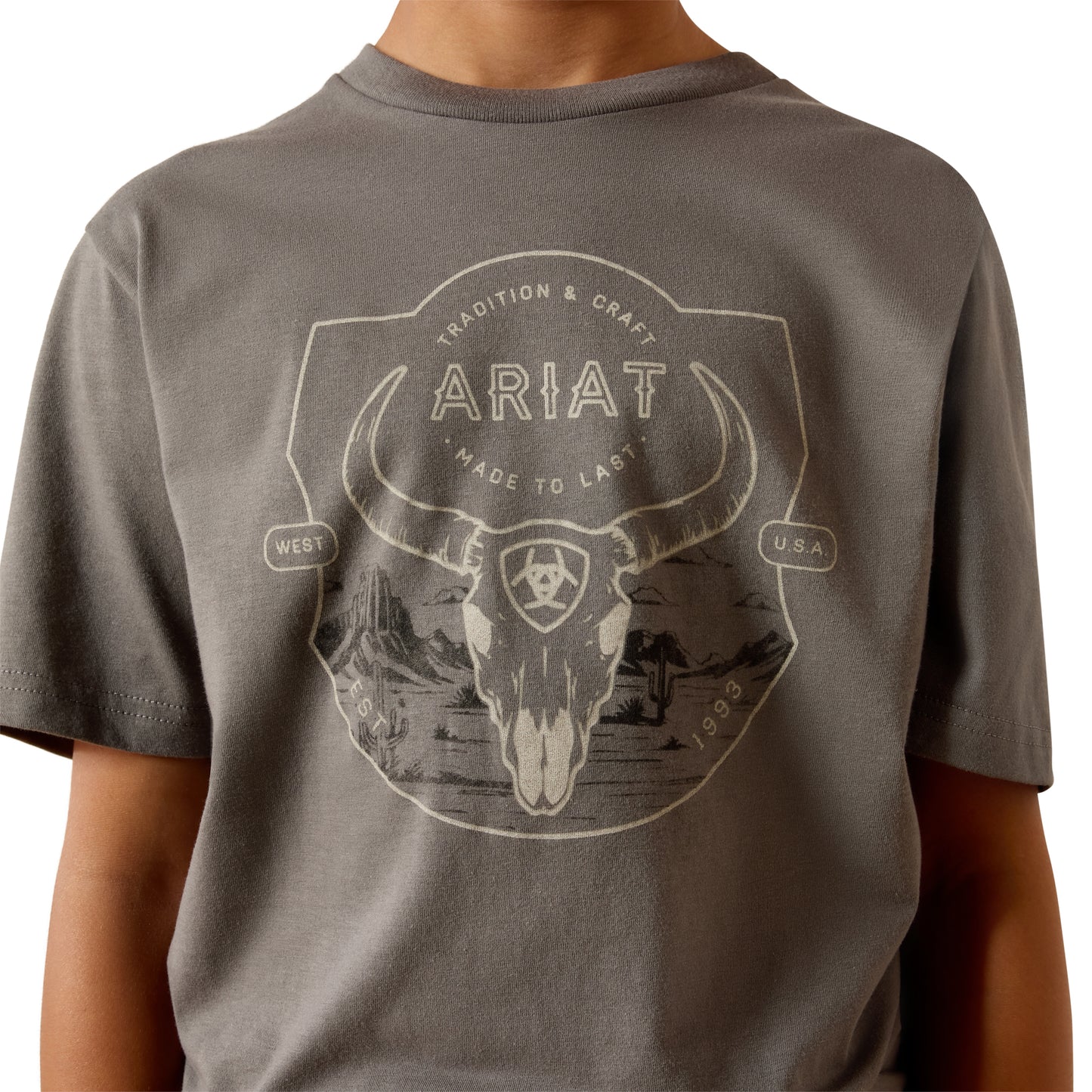 Ariat Youth Boy's Desert Badge Tradition Smoked Pearl T-Shirt 10073455