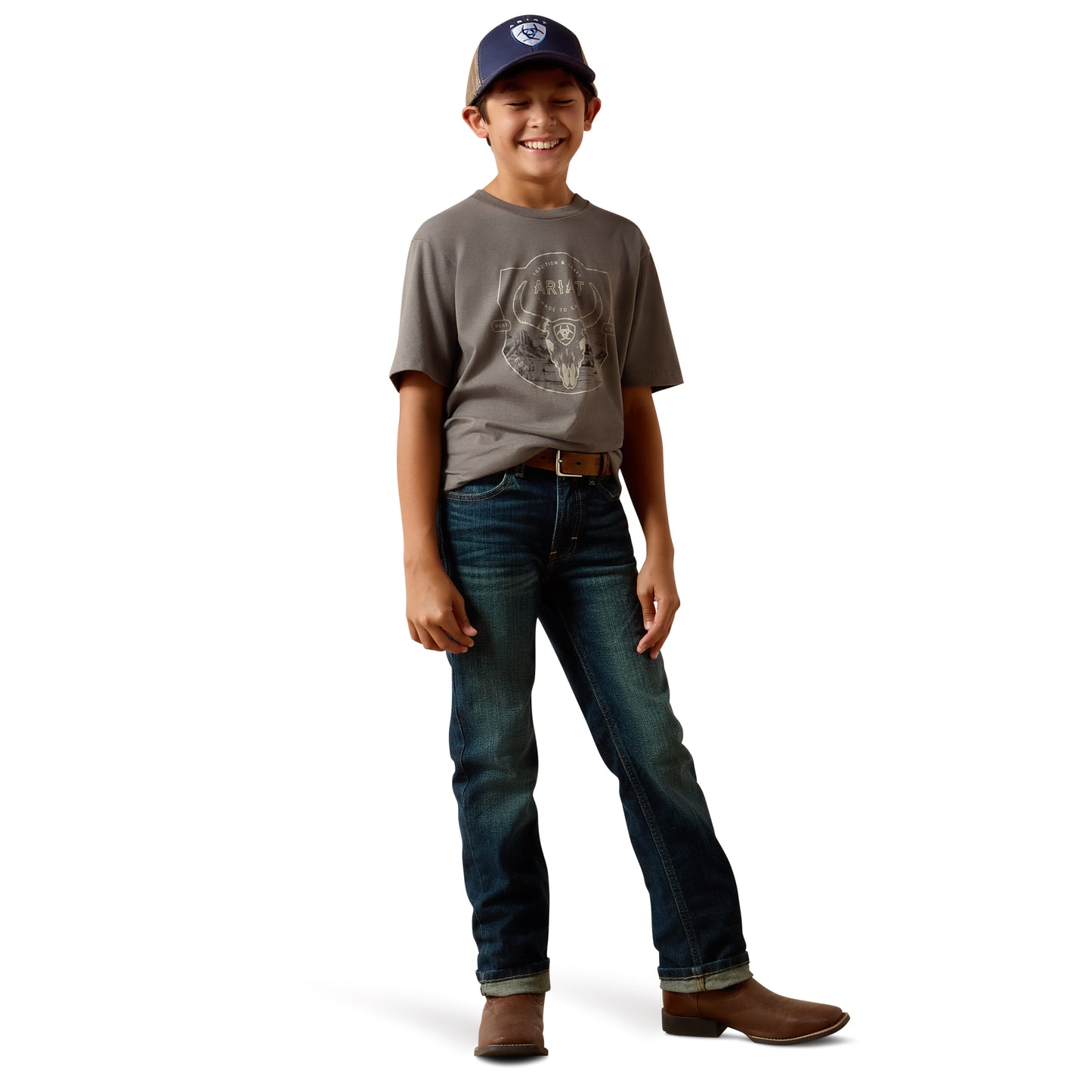 Ariat Youth Boy's Desert Badge Tradition Smoked Pearl T-Shirt 10073455