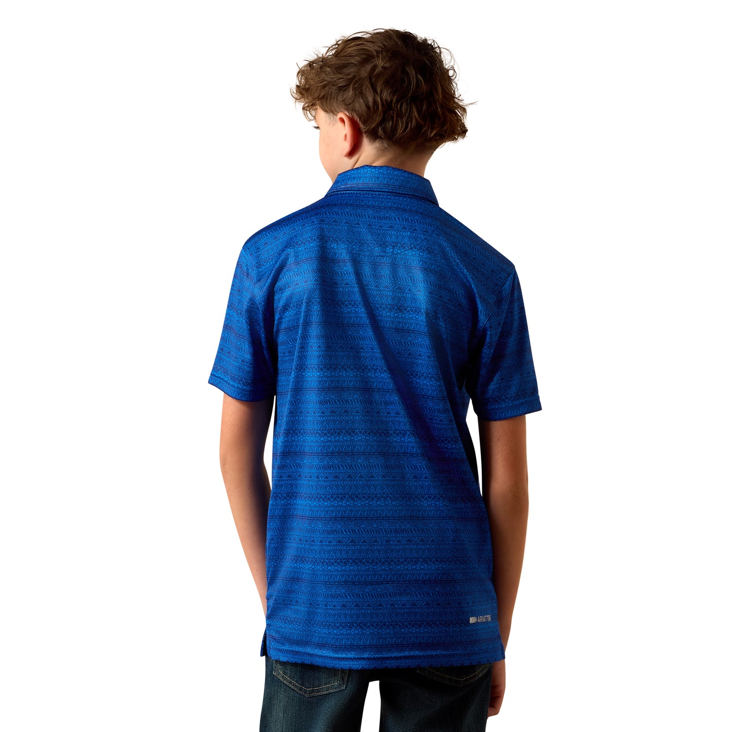 Ariat Youth Boy's All Over Blue Quartz Tribal Striped Print Polo 10073490