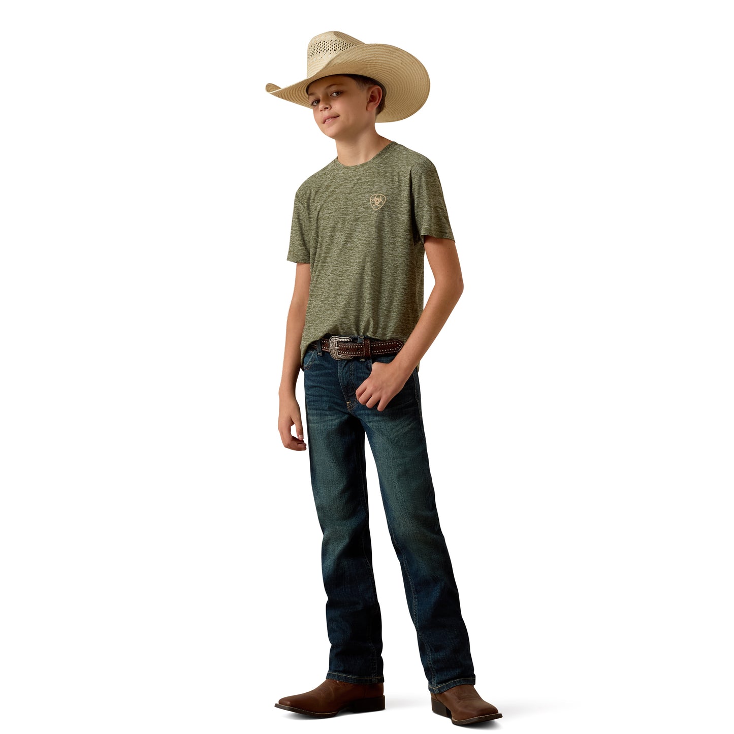 Ariat Youth Boy's Longskull Freedom Olive T-Shirt 10073540