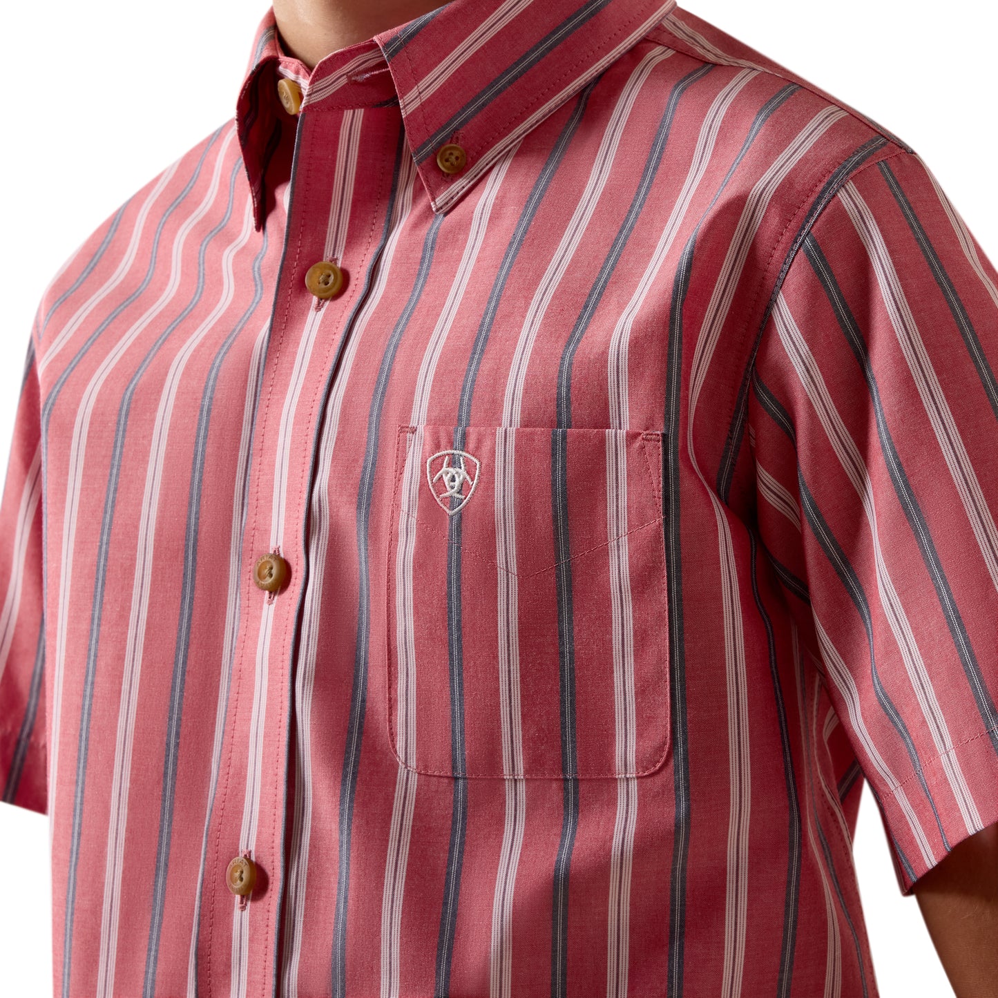 Ariat Boy's Pro Series Bobby Hibiscus Red Striped Button Down Shirt 10073638
