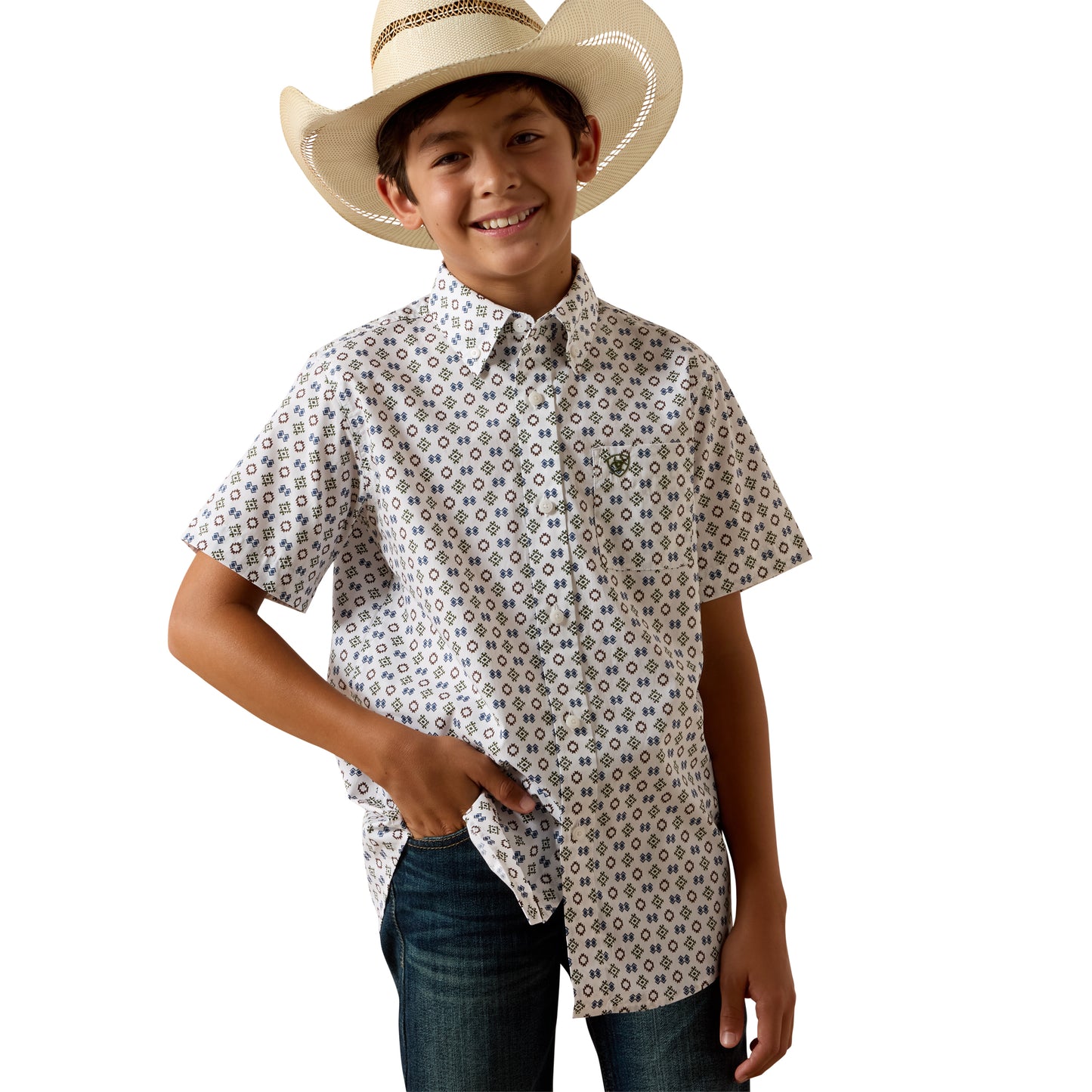Ariat Youth Boy's Seton White Button Down Shirt 10073674