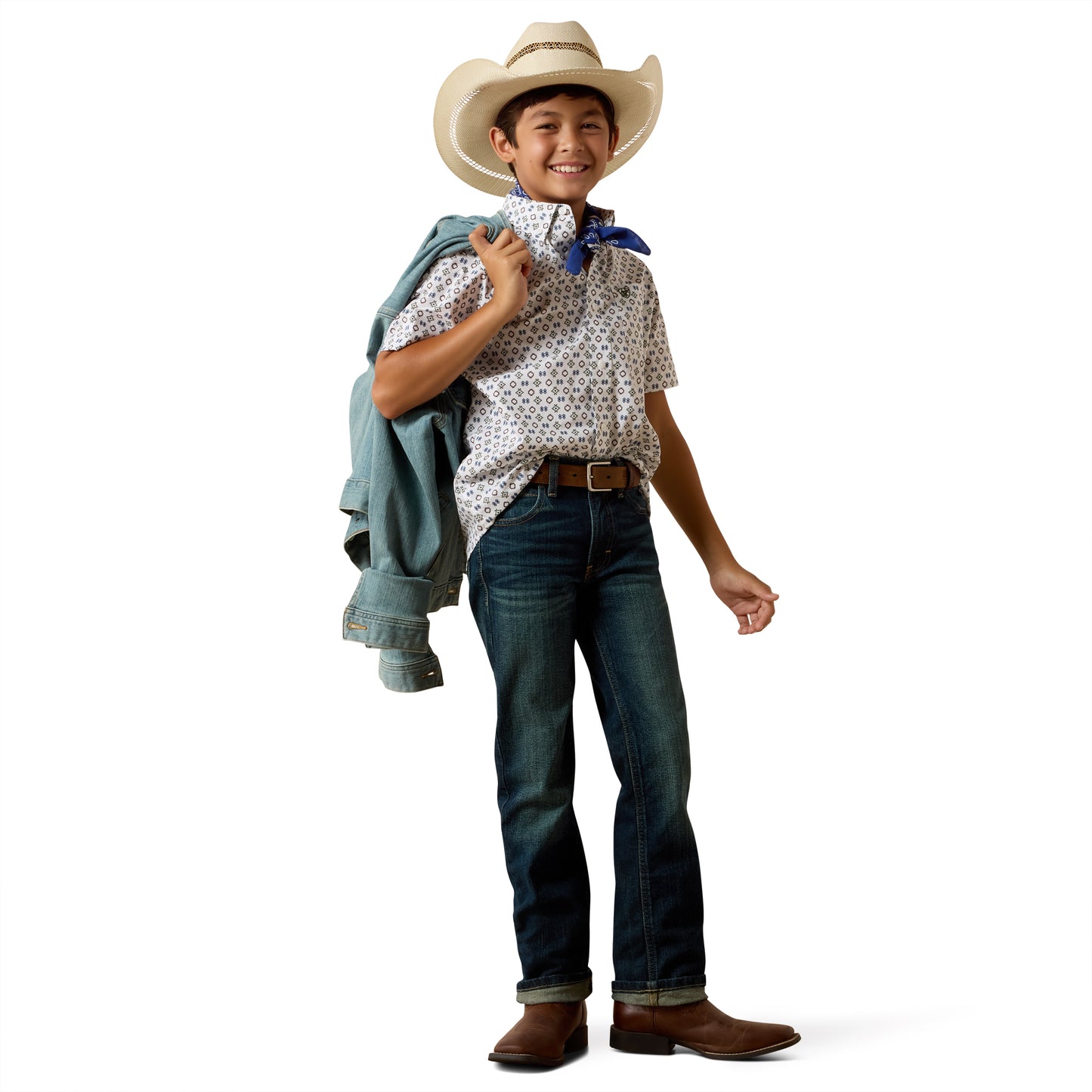 Ariat Youth Boy's Seton White Button Down Shirt 10073674