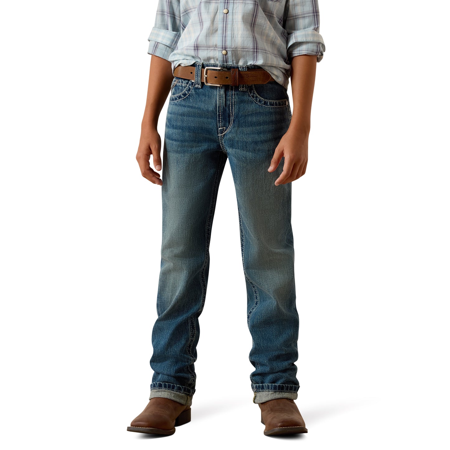 Ariat Youth Boy's Slim Carlington Straight Leg Dakota Denim Blue Jeans 10074789