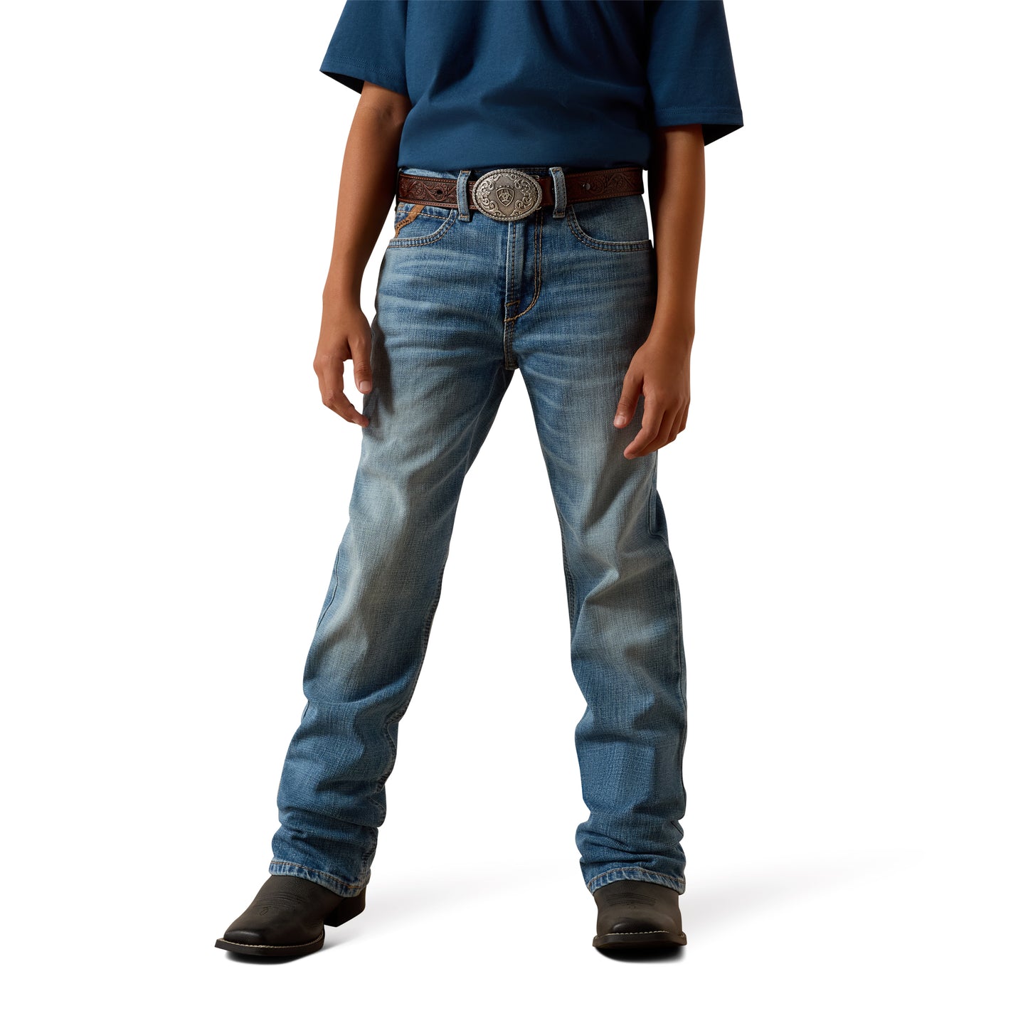 Ariat Youth Boy's Relaxed Palmer Boot Cut Barton Denim Blue Jeans 10074790