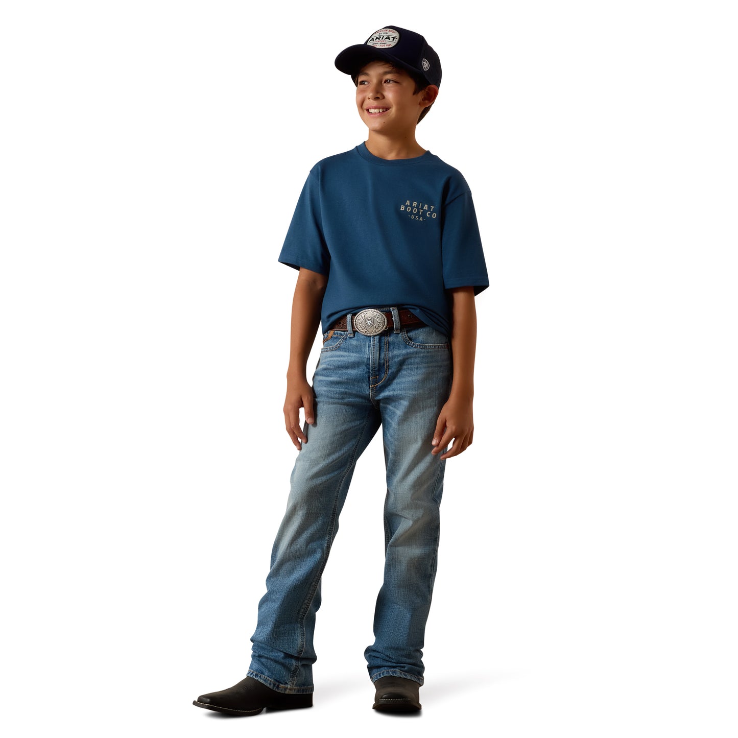 Ariat Youth Boy's Relaxed Palmer Boot Cut Barton Denim Blue Jeans 10074790