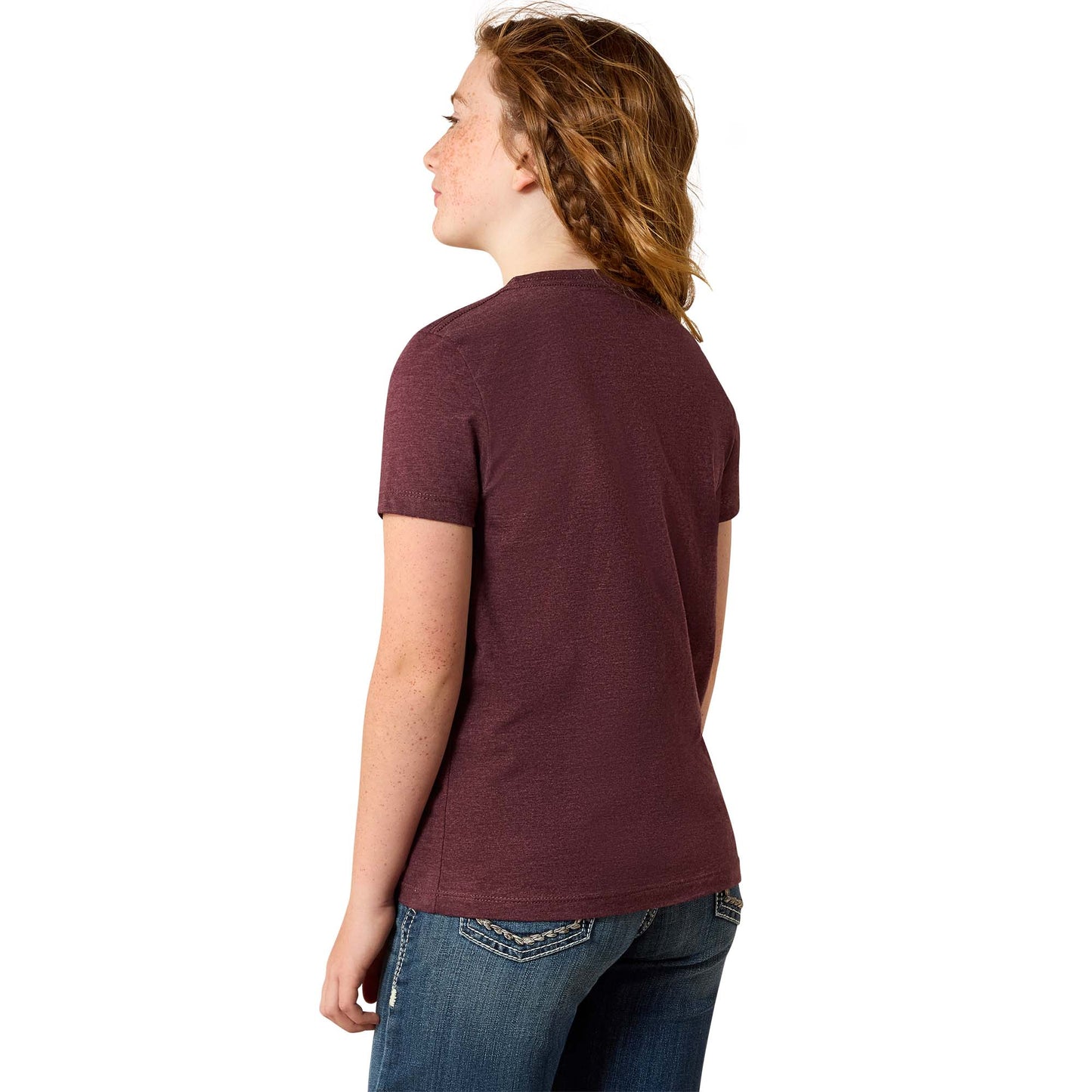 Ariat Youth Girls Skulls Florals Wine T-Shirt 10071700