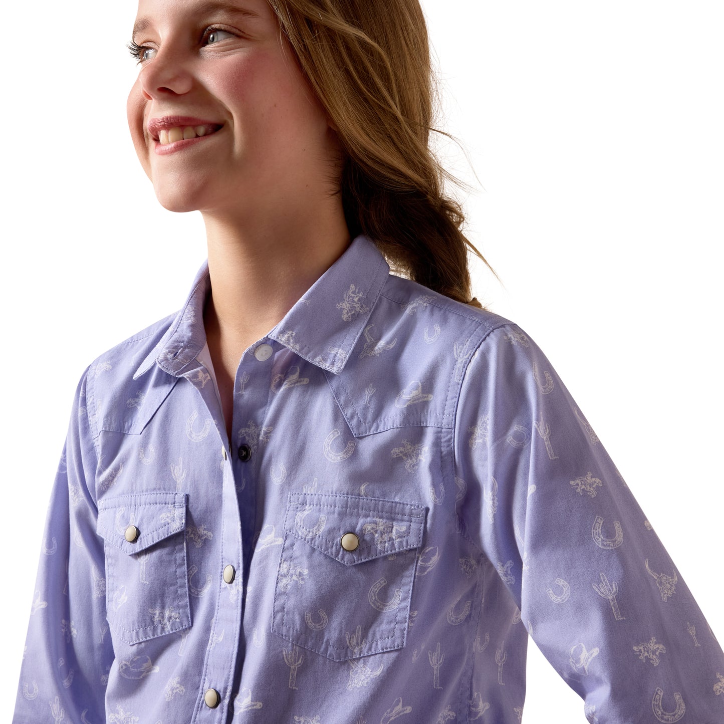 Ariat Youth Girl's Western Motifs Lavender Snap Shirt 10073448