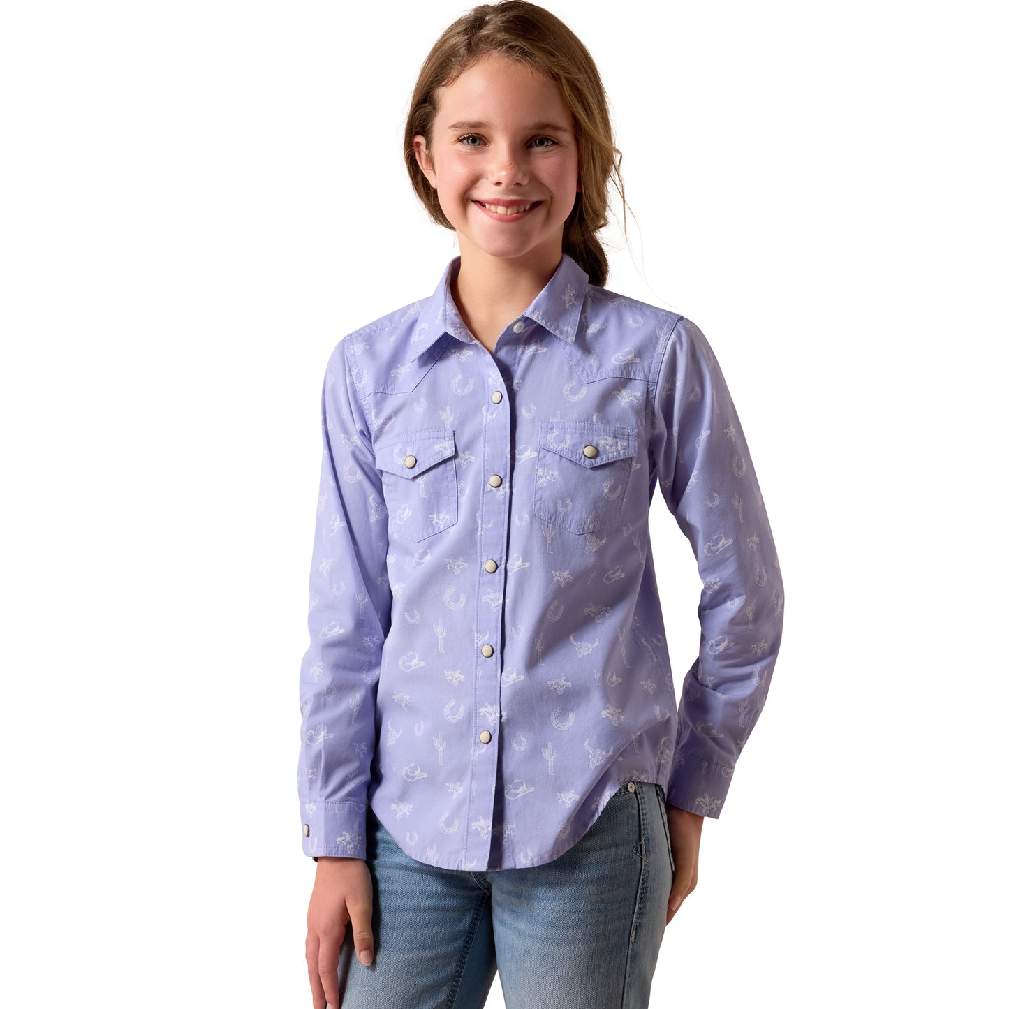 Ariat Youth Girl's Western Motifs Lavender Snap Shirt 10073448