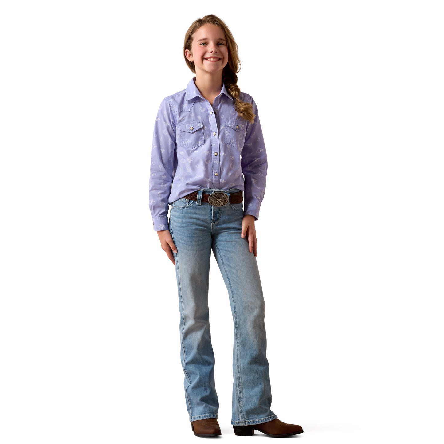 Ariat Youth Girl's Western Motifs Lavender Snap Shirt 10073448
