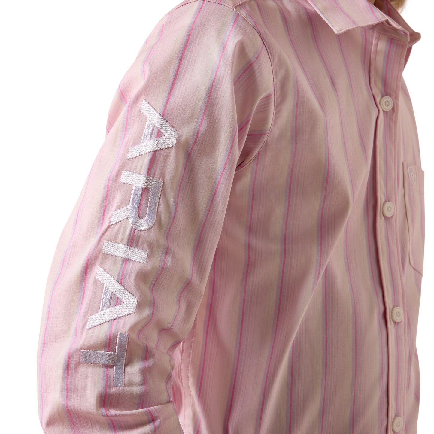 Ariat Youth Girl's Team Kirby Pink Ombre Striped Button Down Shirt 10073510