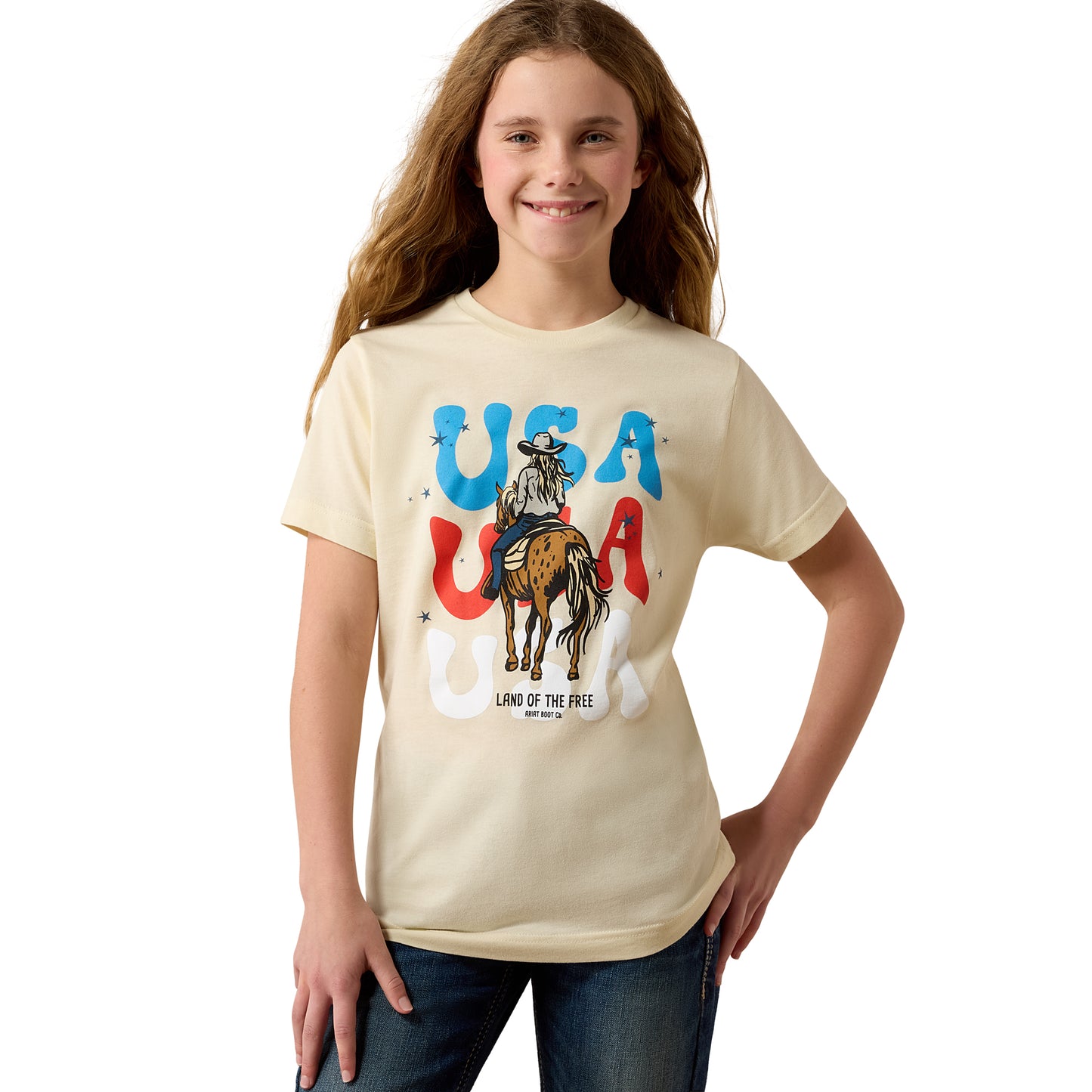 Ariat Youth Girl's USA Cowgirl Natural T-Shirt 10080939