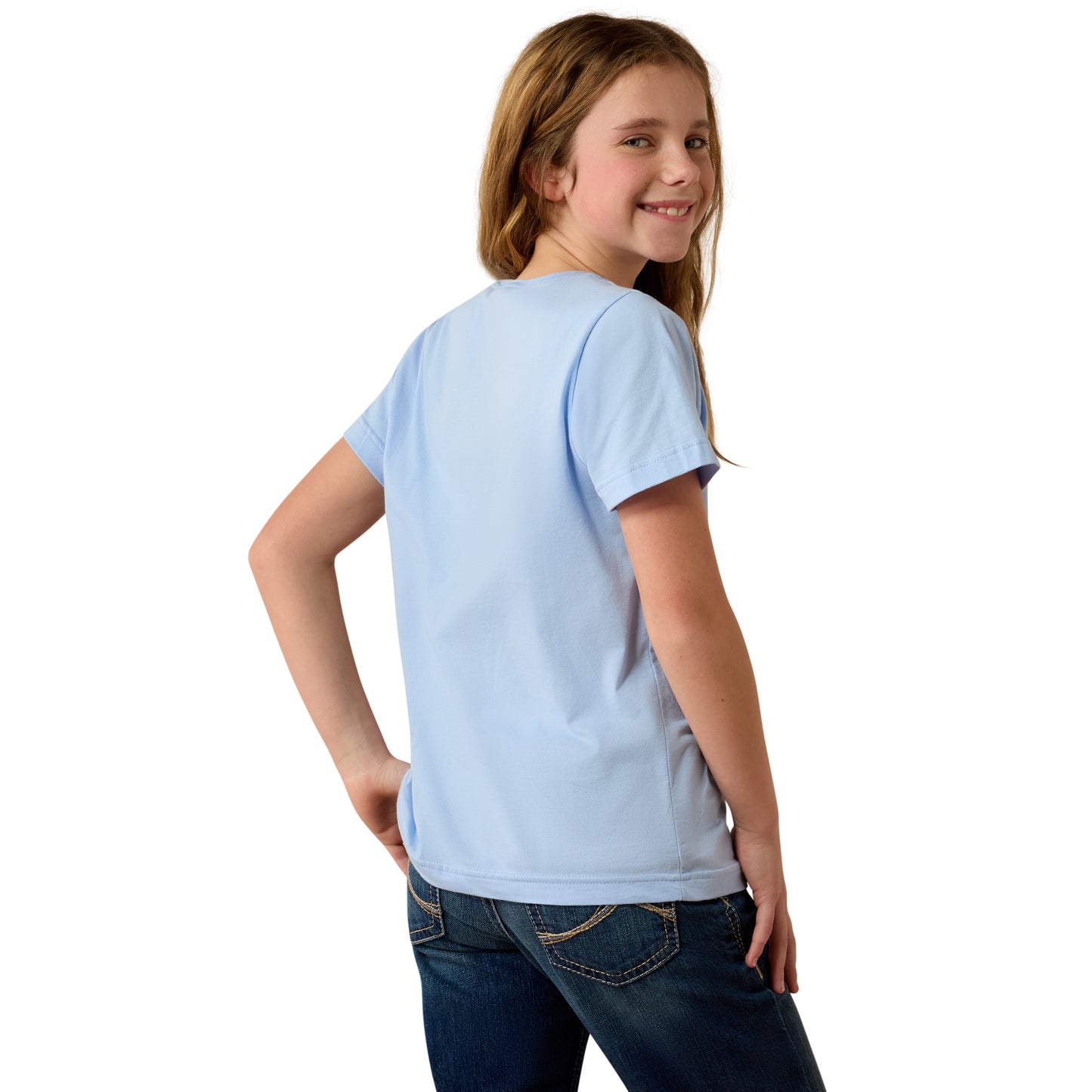 Ariat Youth Girl's USA Horseshoe Light Blue T-Shirt 10080943