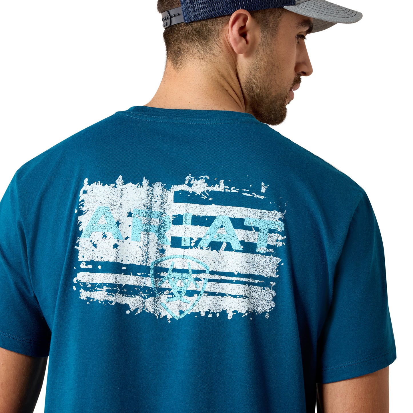Ariat Men's Liquid Stamp Flag Sailor Blue Classic Fit T-Shirt 10062952