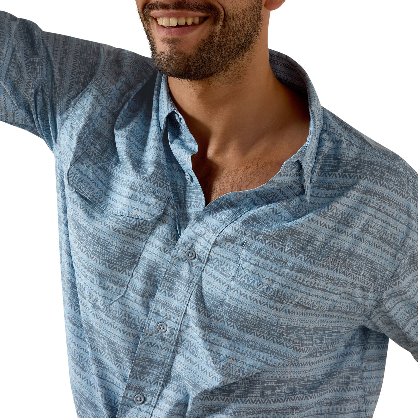 Ariat Men's Printed VentTEK Outbound Blissful Blue Classic Fit Shirt 10071051