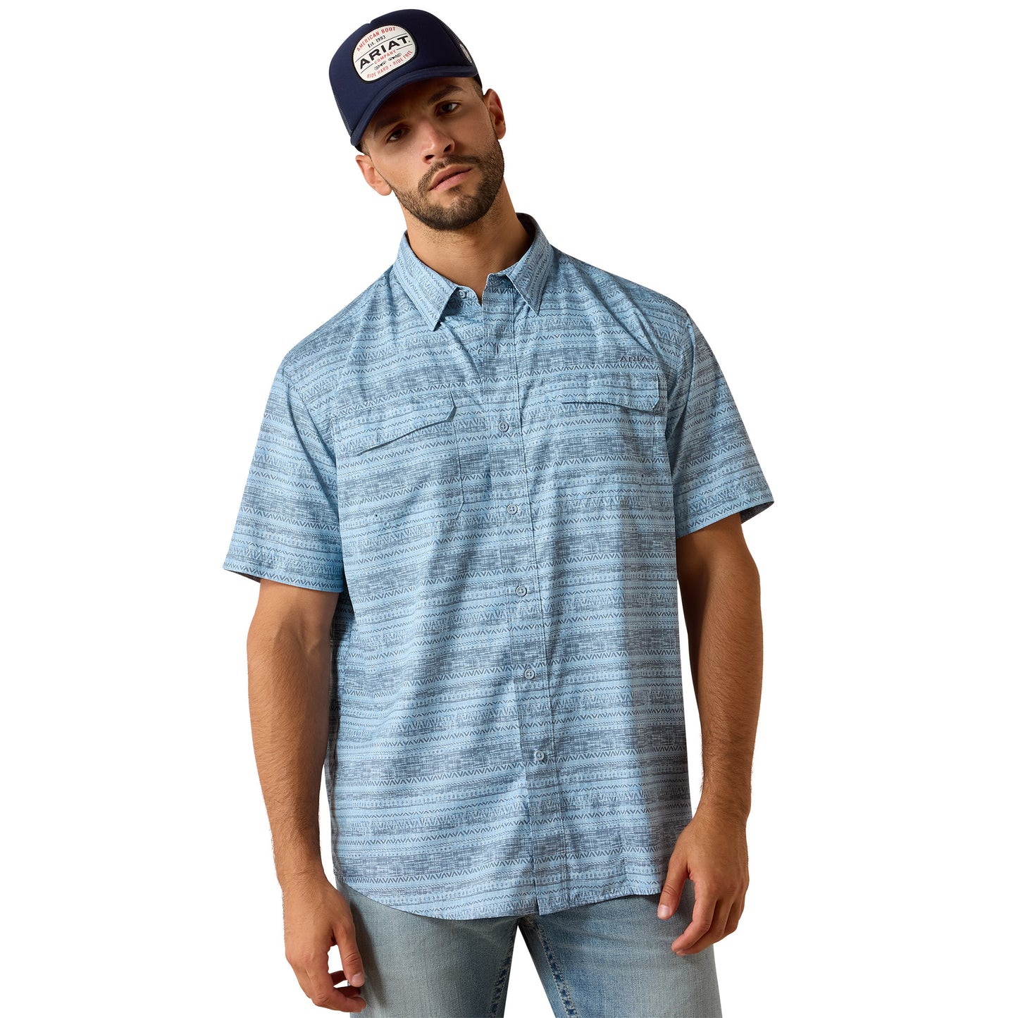Ariat Men's Printed VentTEK Outbound Blissful Blue Classic Fit Shirt 10071051