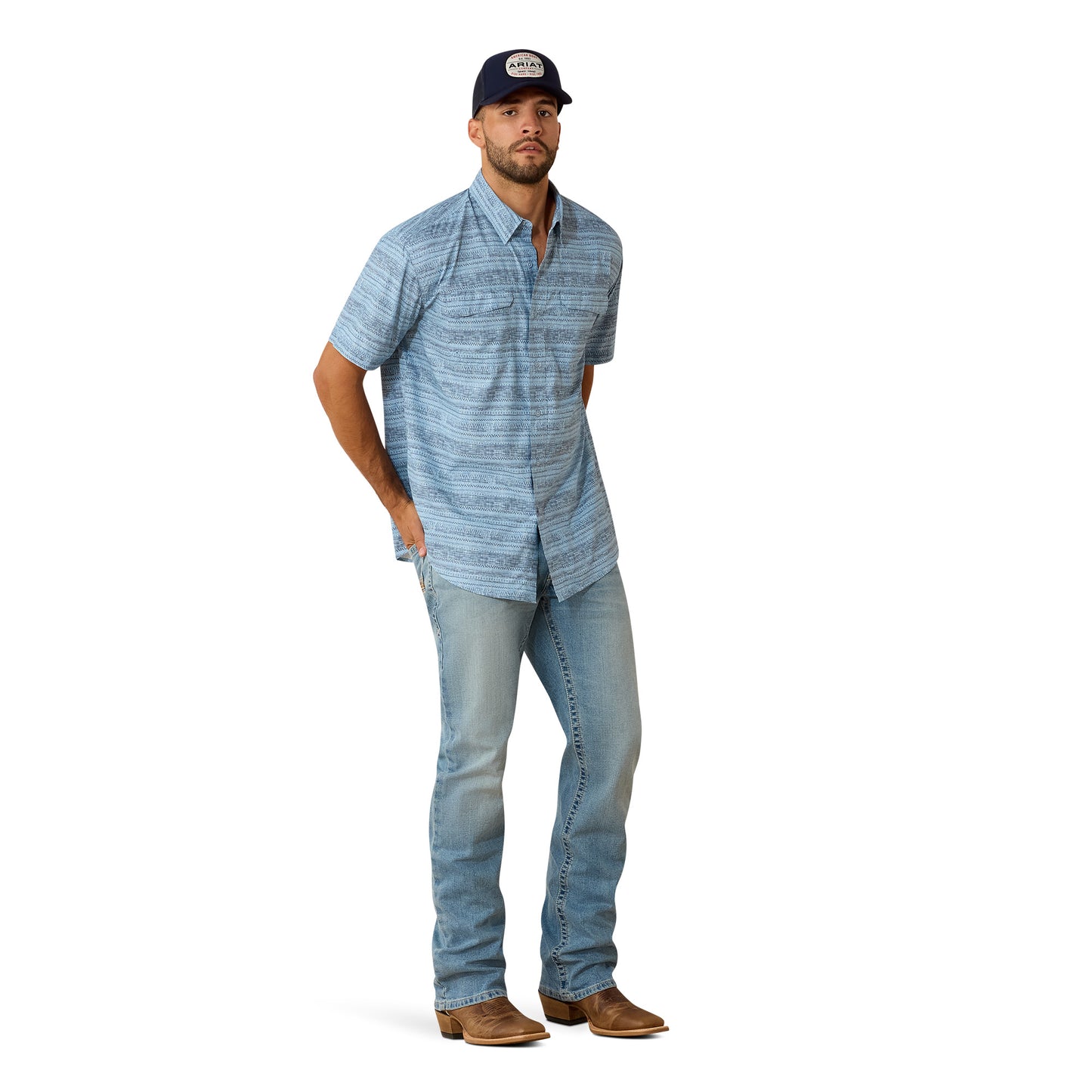 Ariat Men's Printed VentTEK Outbound Blissful Blue Classic Fit Shirt 10071051