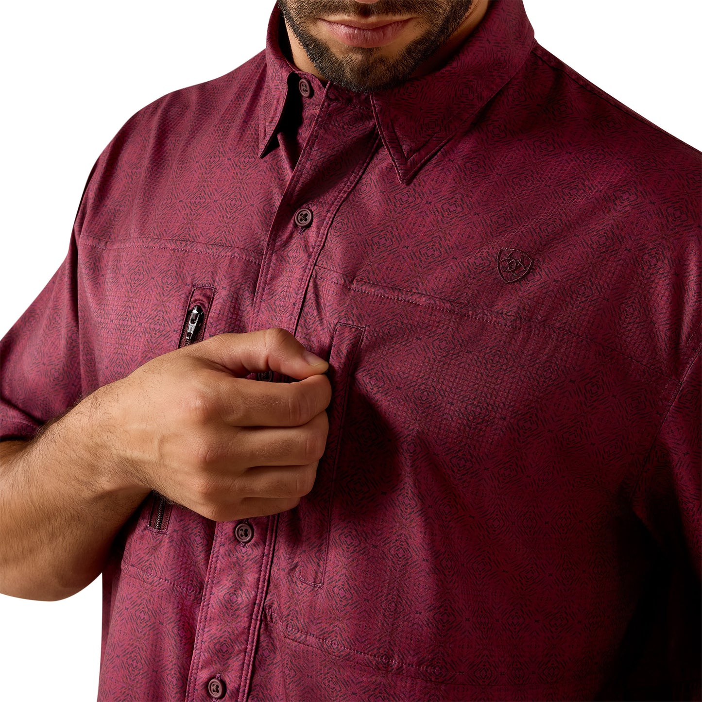 Ariat Men's Printed VentTEK Maroon Banner Classic Fit Shirt 10071055