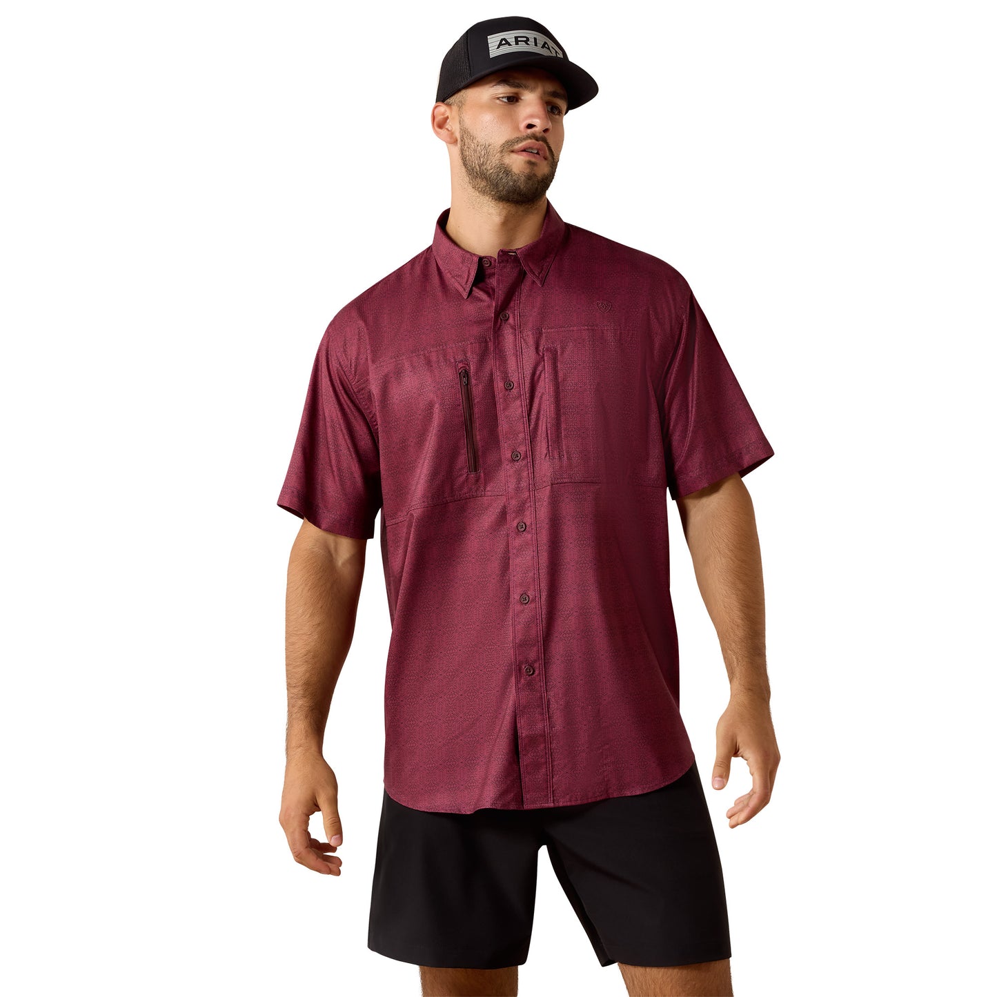 Ariat Men's Printed VentTEK Maroon Banner Classic Fit Shirt 10071055