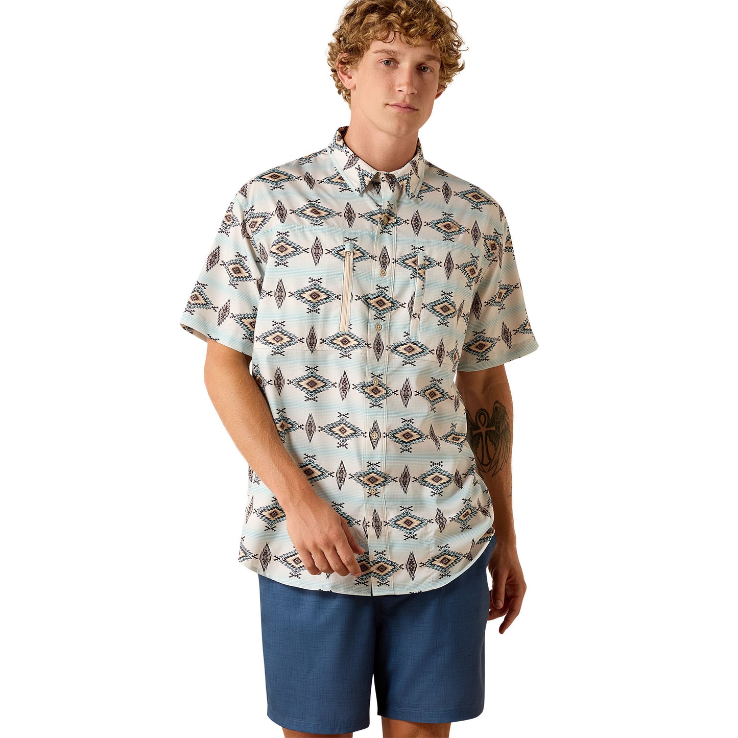 Ariat Men's Printed VentTEK Classic Fit Off White Shirt 10071056