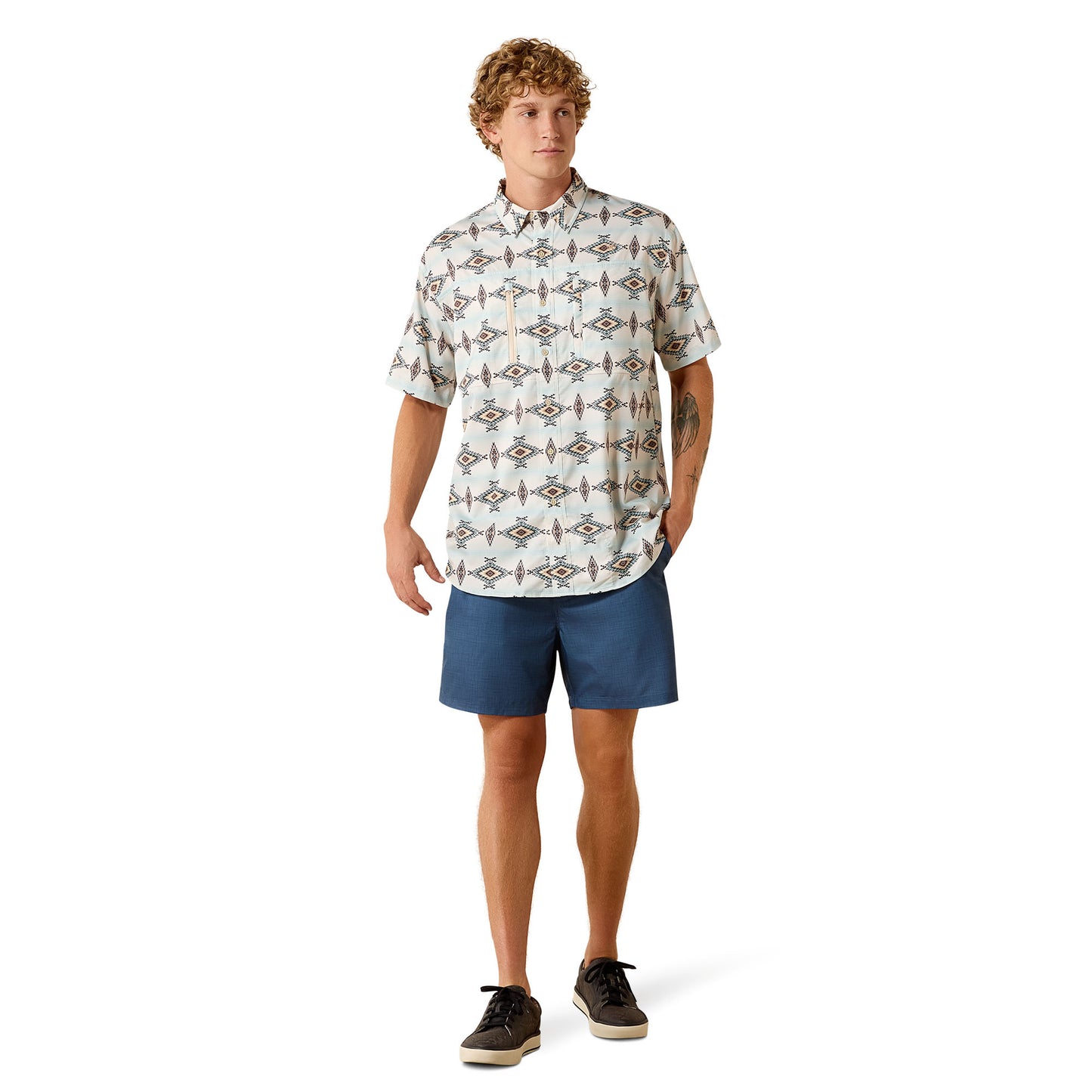 Ariat Men's Printed VentTEK Classic Fit Off White Shirt 10071056