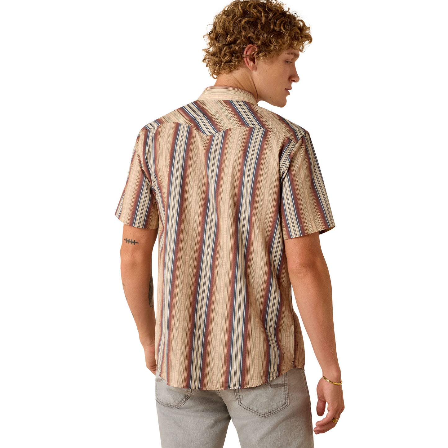 Ariat Men's Retro Haver Copper Brown Stripe Fitted Snap Shirt 10071087