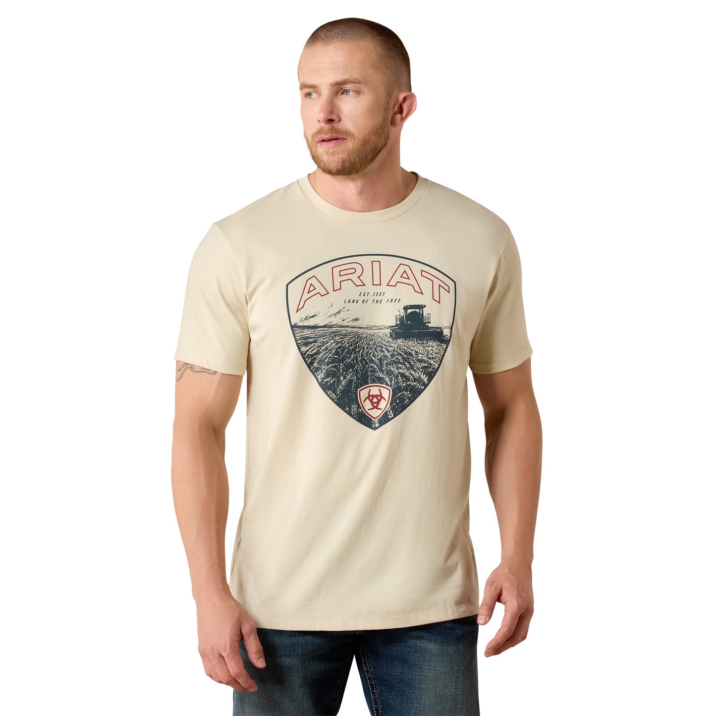 Ariat Men's Land Of The Free Farm Shield Natural T-Shirt 10071190