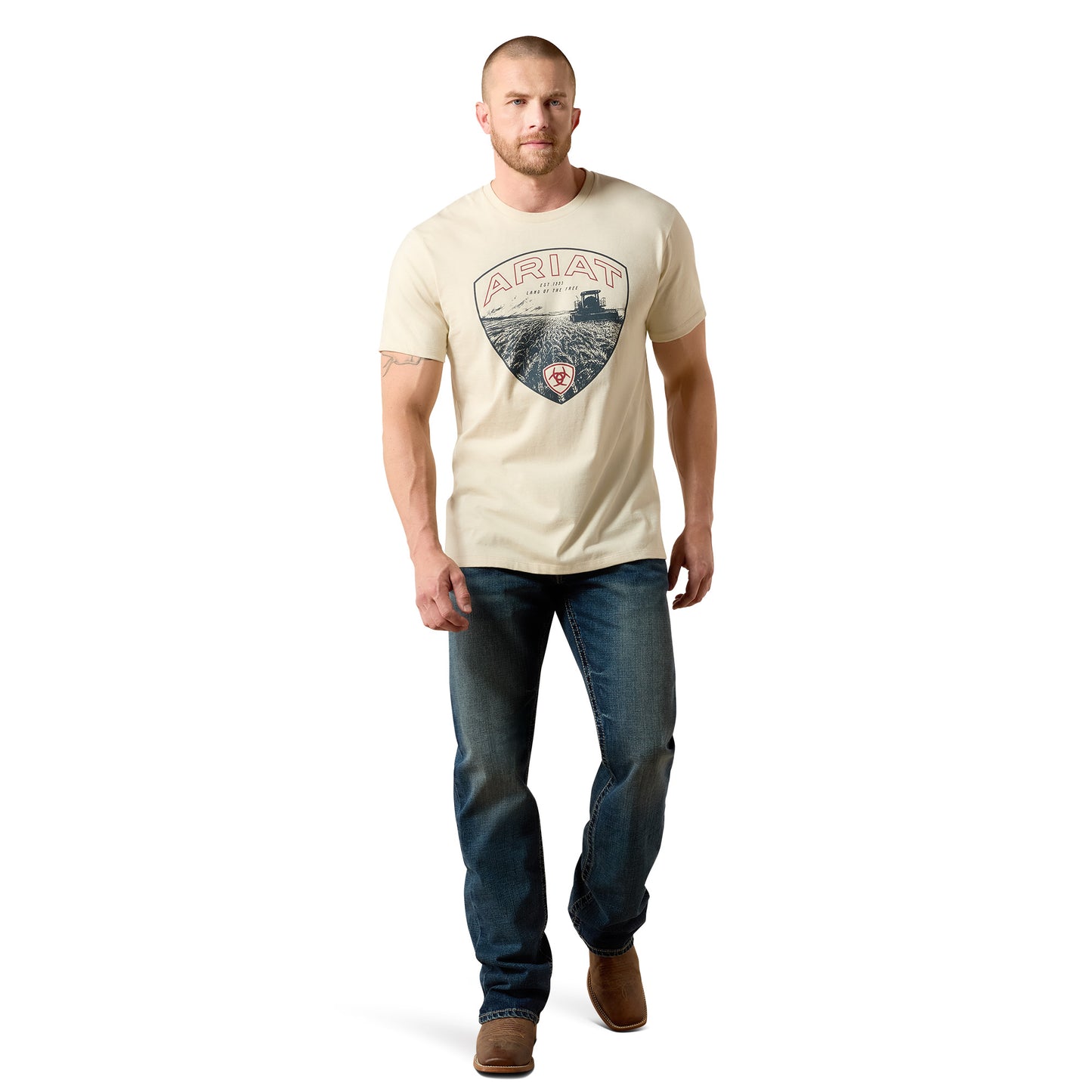 Ariat Men's Land Of The Free Farm Shield Natural T-Shirt 10071190