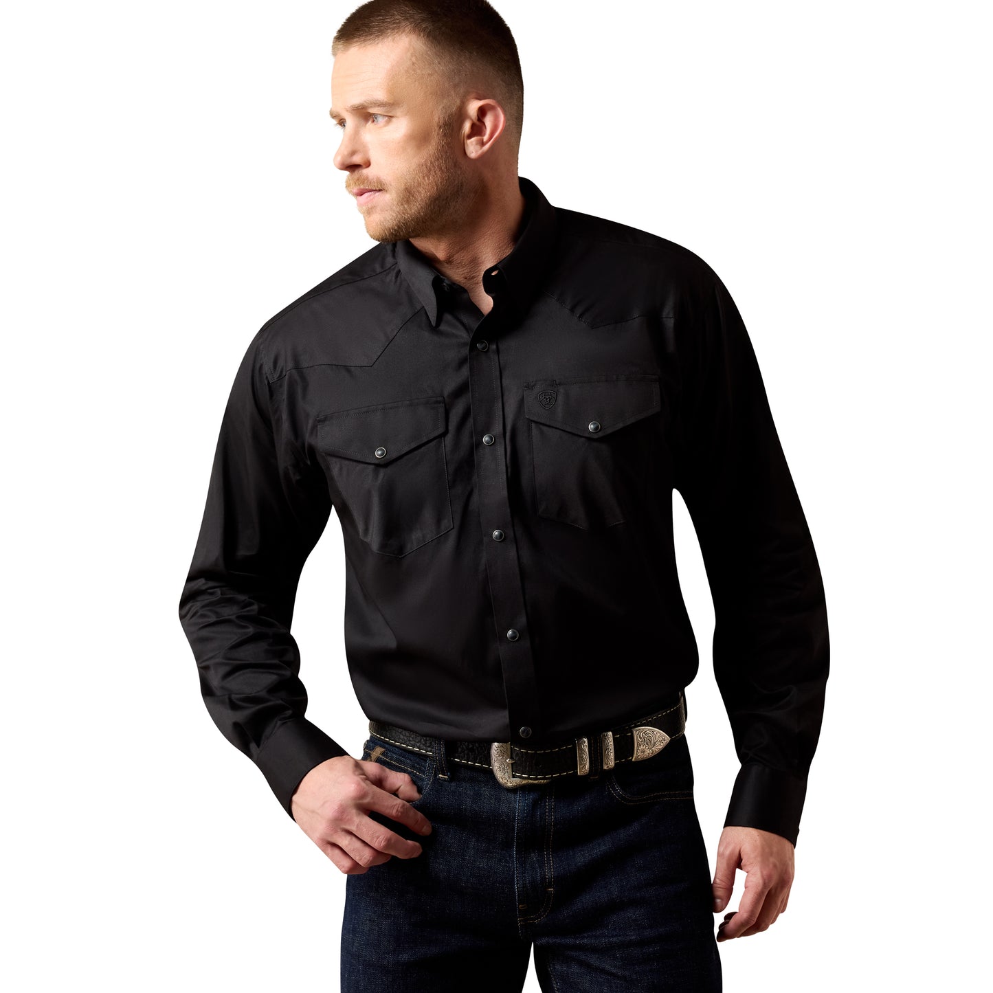 Ariat Men's Lightweight Twill Black Classic Fit Snap Shirt 10071237
