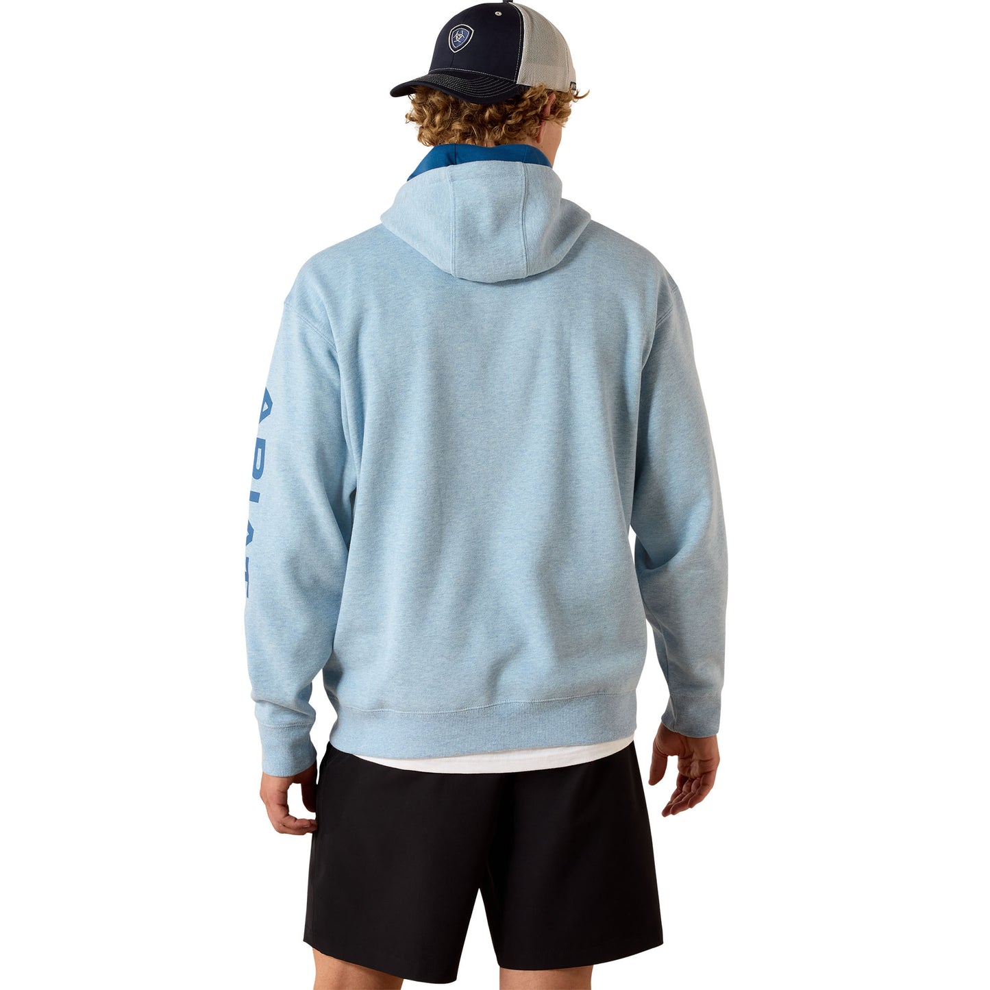Ariat Men's Logo Baby Blue Heather Fleece Hoodie 10071480