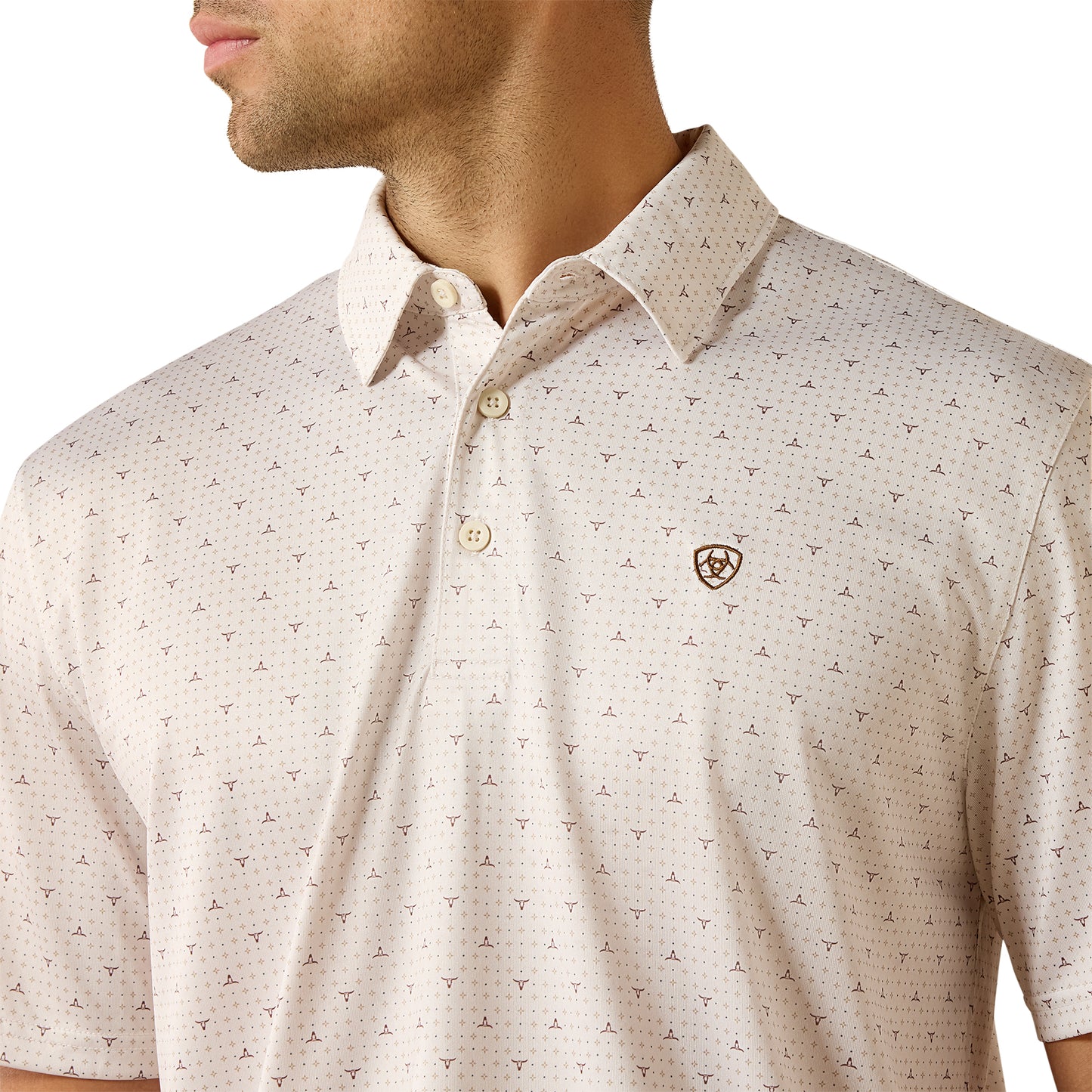Ariat Men's All Over Print Moonbeam Steer Polo Shirt 10071496