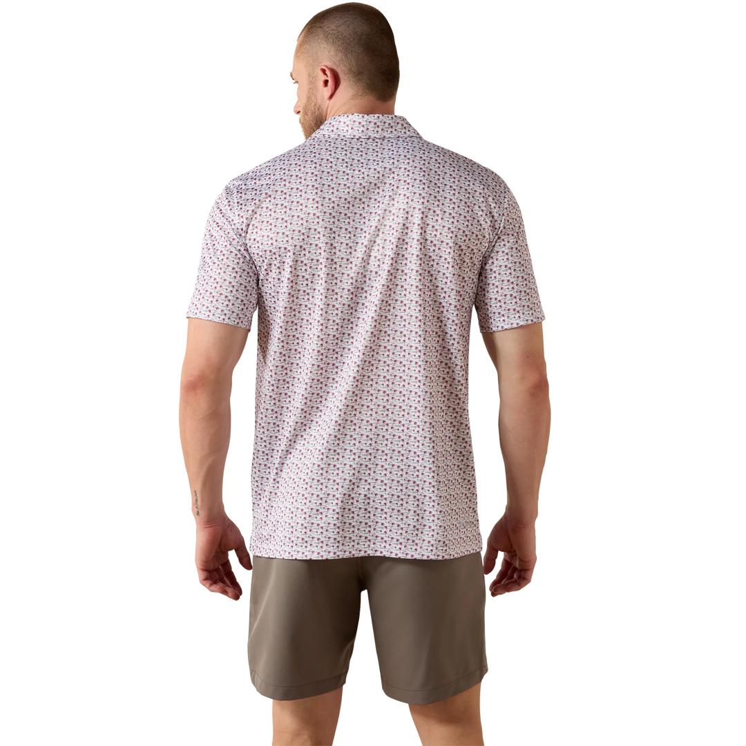 Ariat Men's All Over White Island Mini Print Polo 10071497 back
