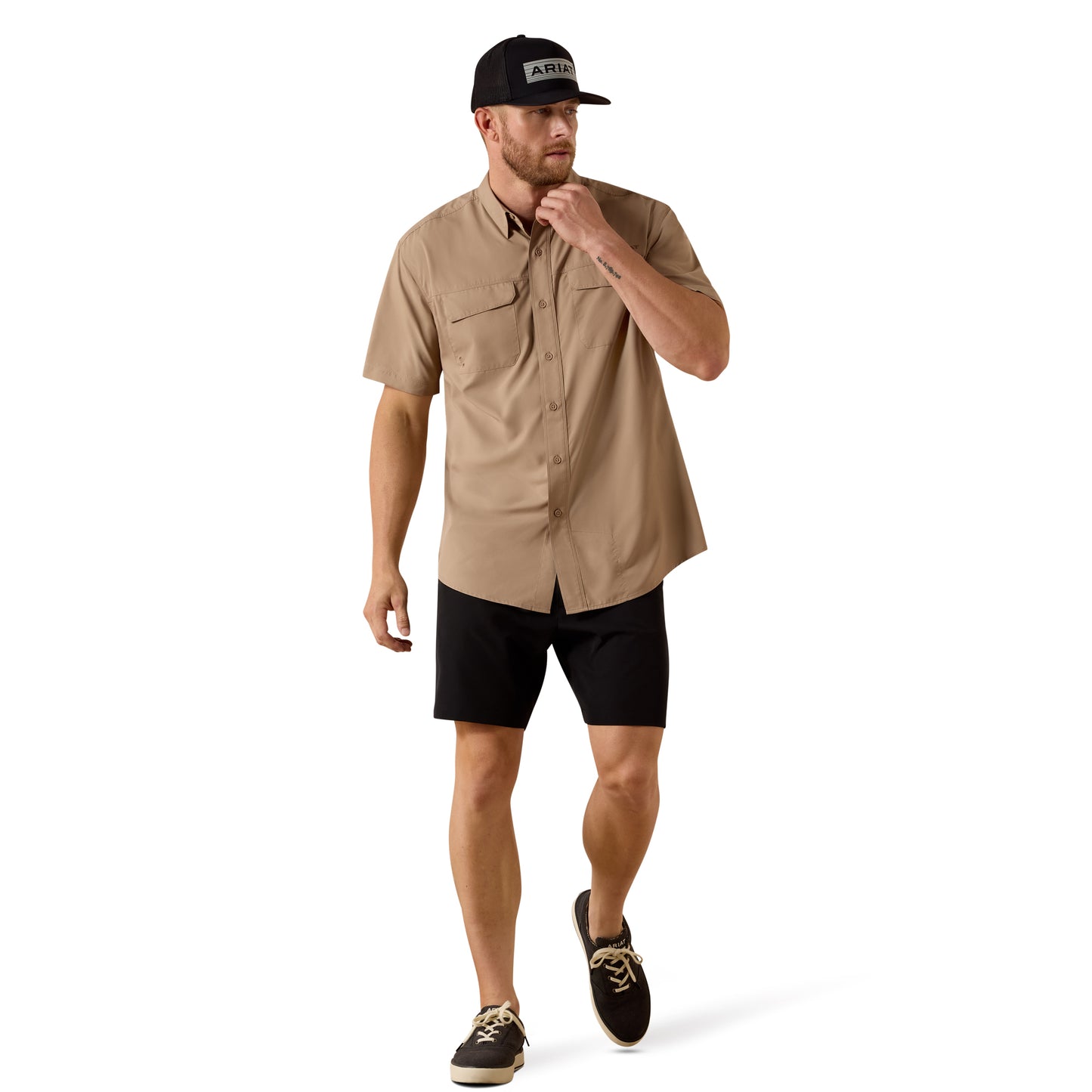 Ariat Men's VentTEK Outbound Taupe Grey Classic Fit Shirt 10071552