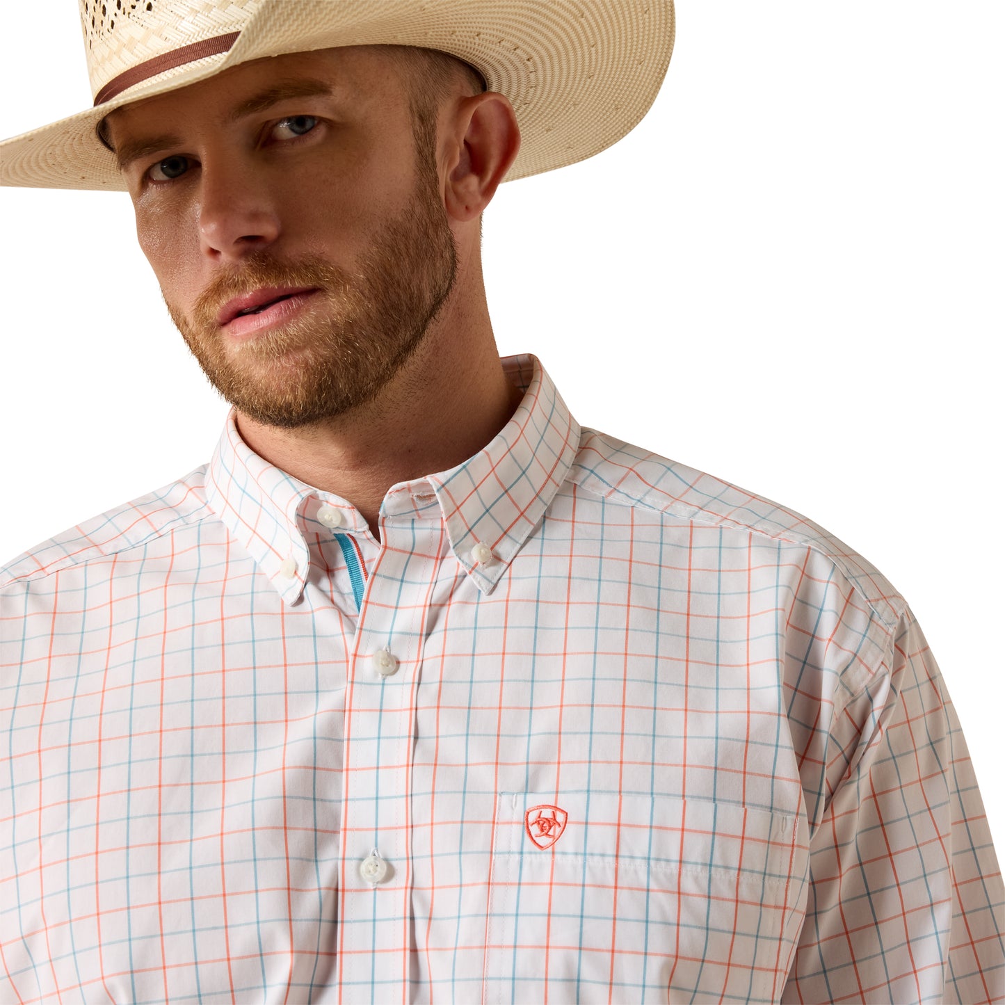 Ariat Men's Pro Series Jason Classic Fit White Plaid Shirt 10071586