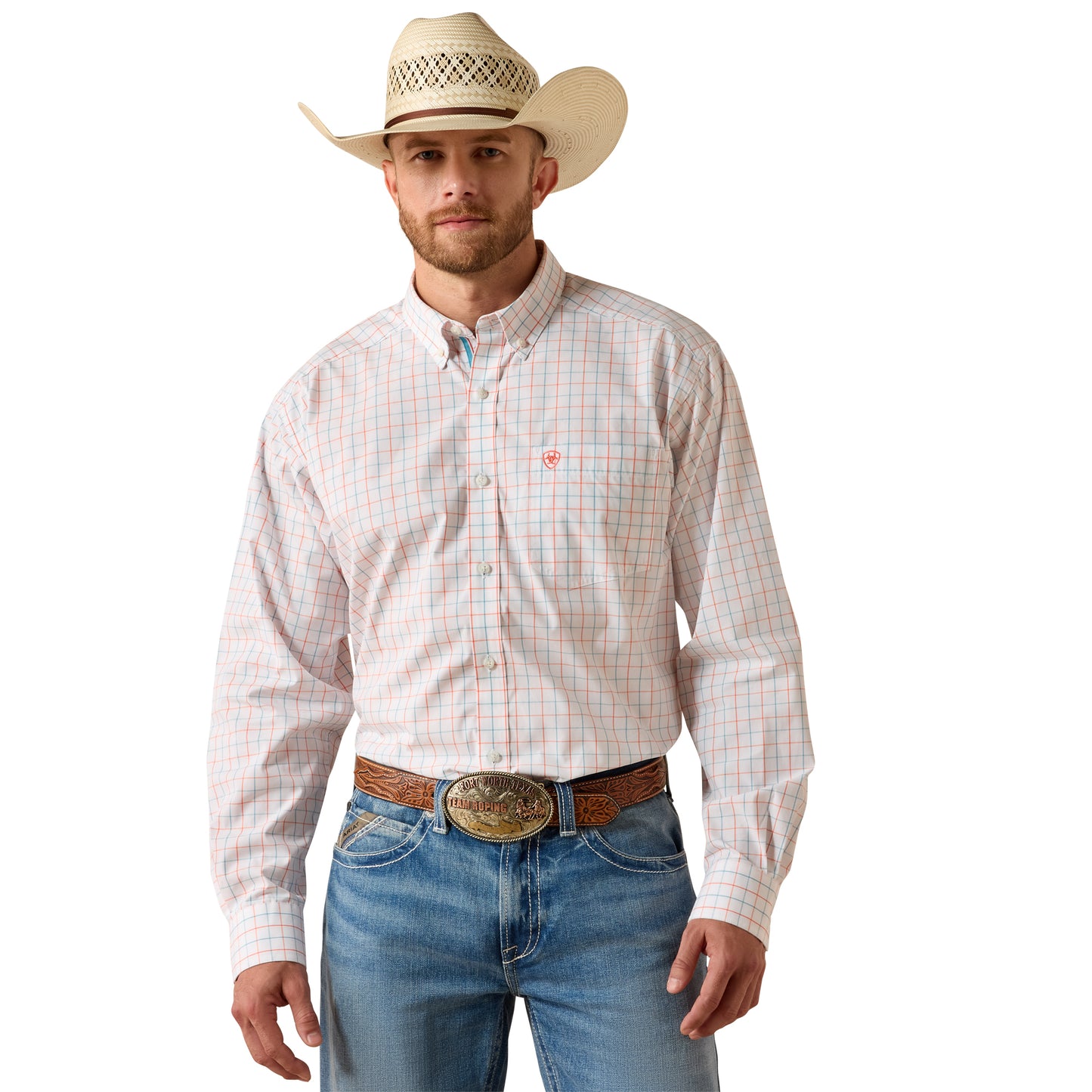 Ariat Men's Pro Series Jason Classic Fit White Plaid Shirt 10071586