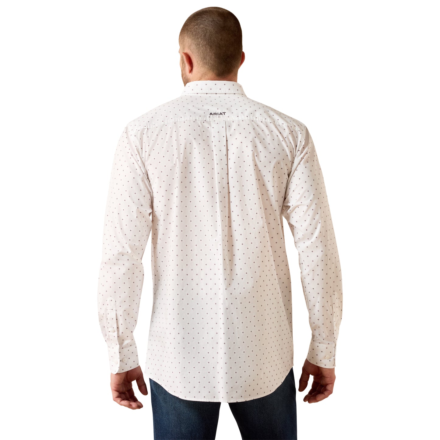 Ariat Men's Prime White Geo Dot Print Fitted Shirt 10071596